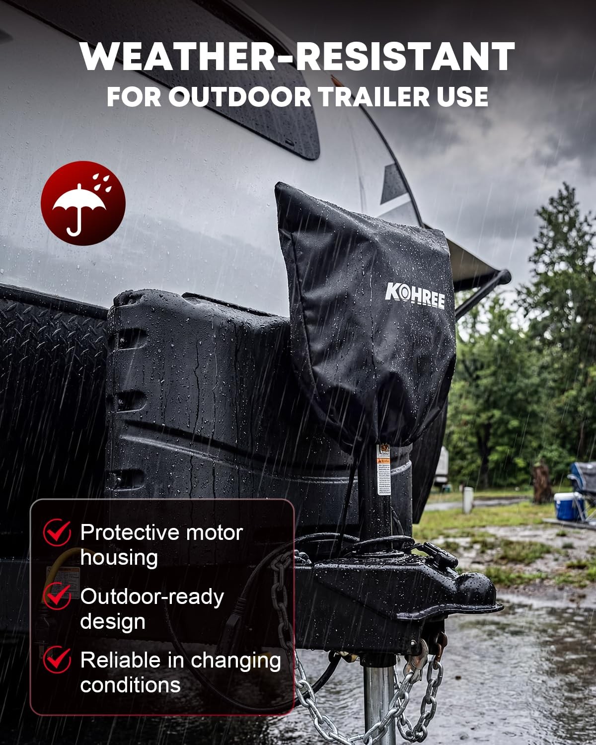 Kohree 7500 lbs Electric Trailer Jack with 7 7500lbs 7 Way Plug, Black
