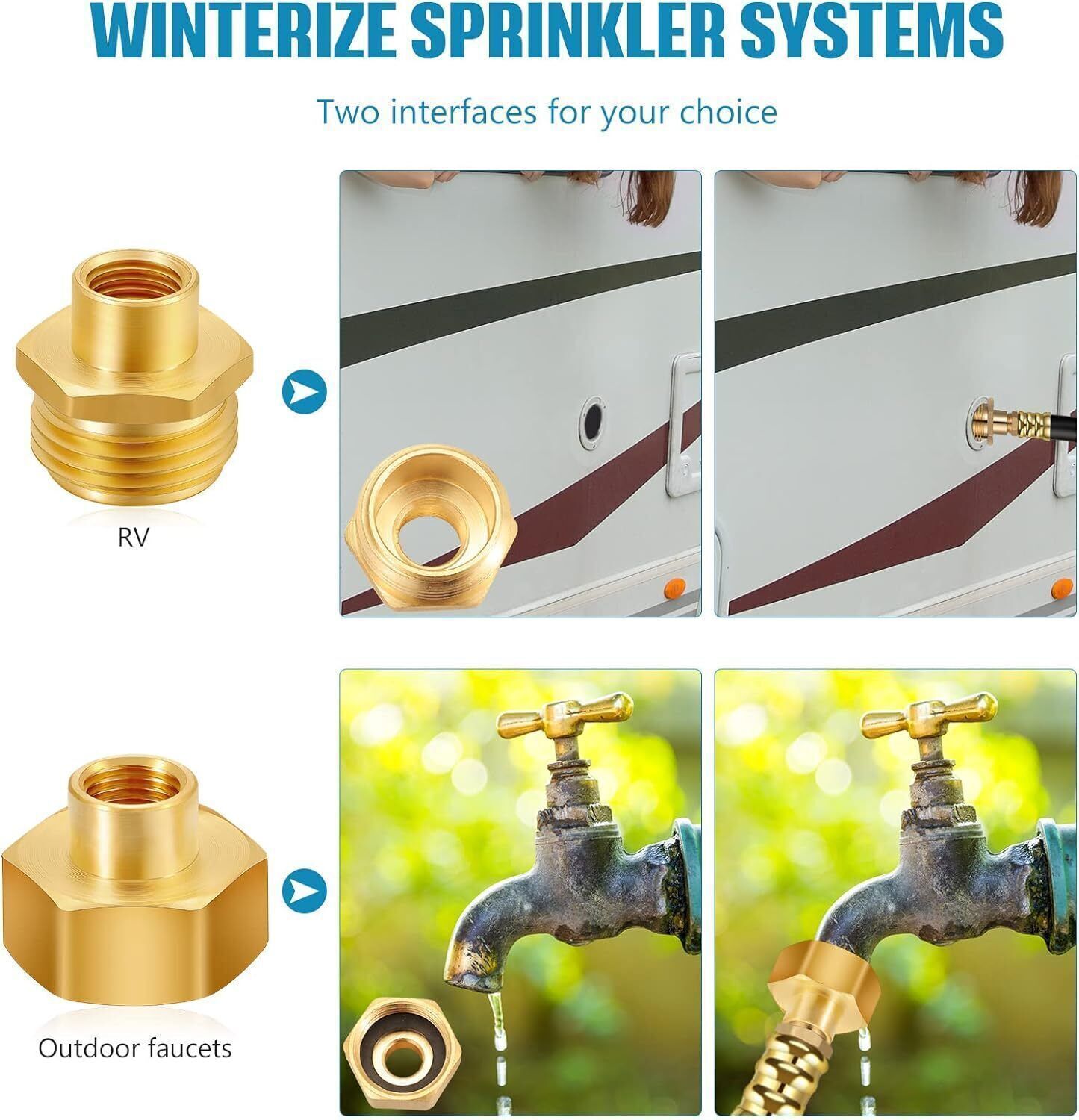Camper Winterizing Kit Blowout Shut Off Valve Adapter Hose Faucet For RV Trailer