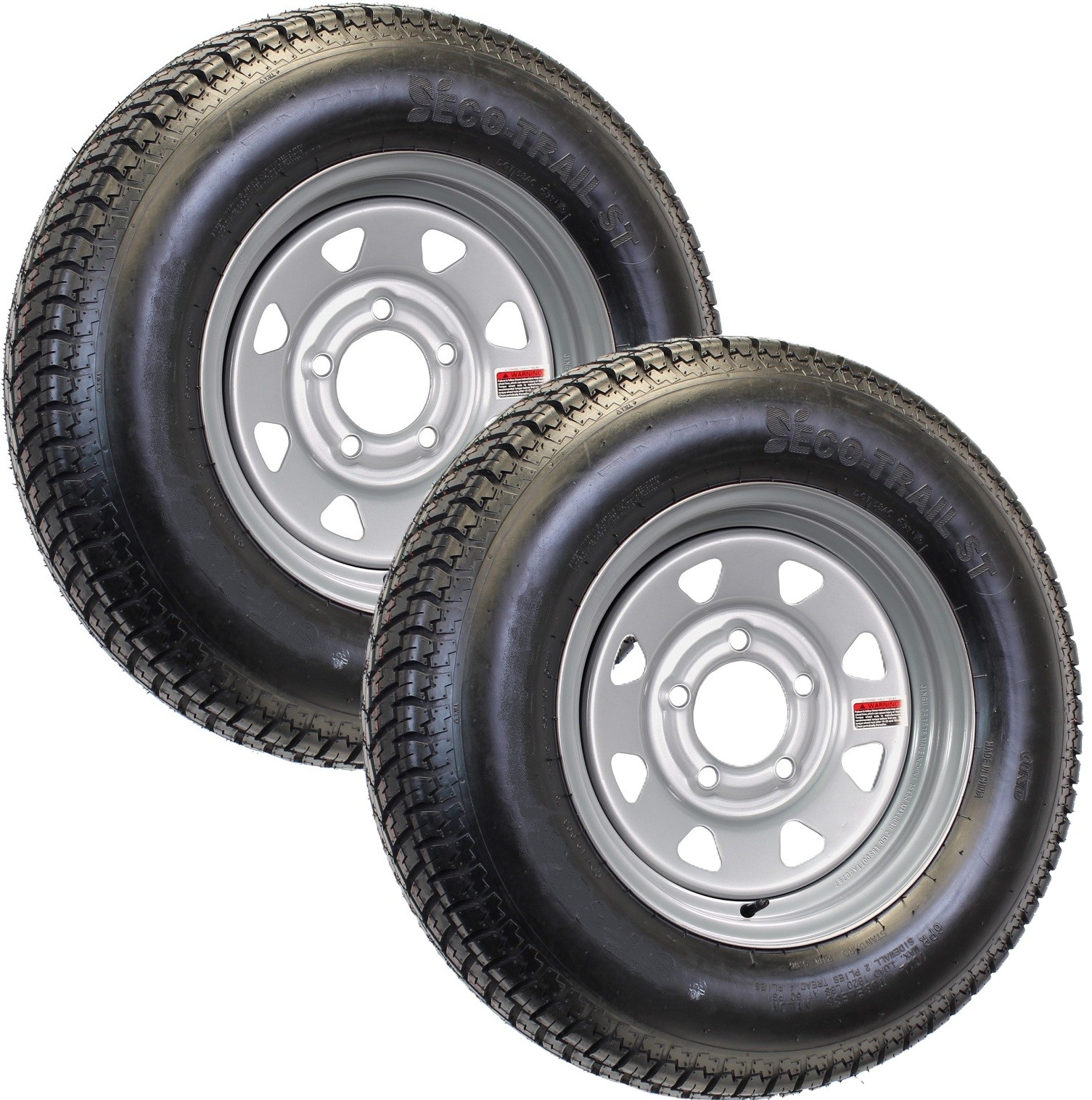 2-Pack Trailer Tire Rim Assembly ST215/75D14 LRC 5 Lug On 4.5 Silver Spoke Wheel