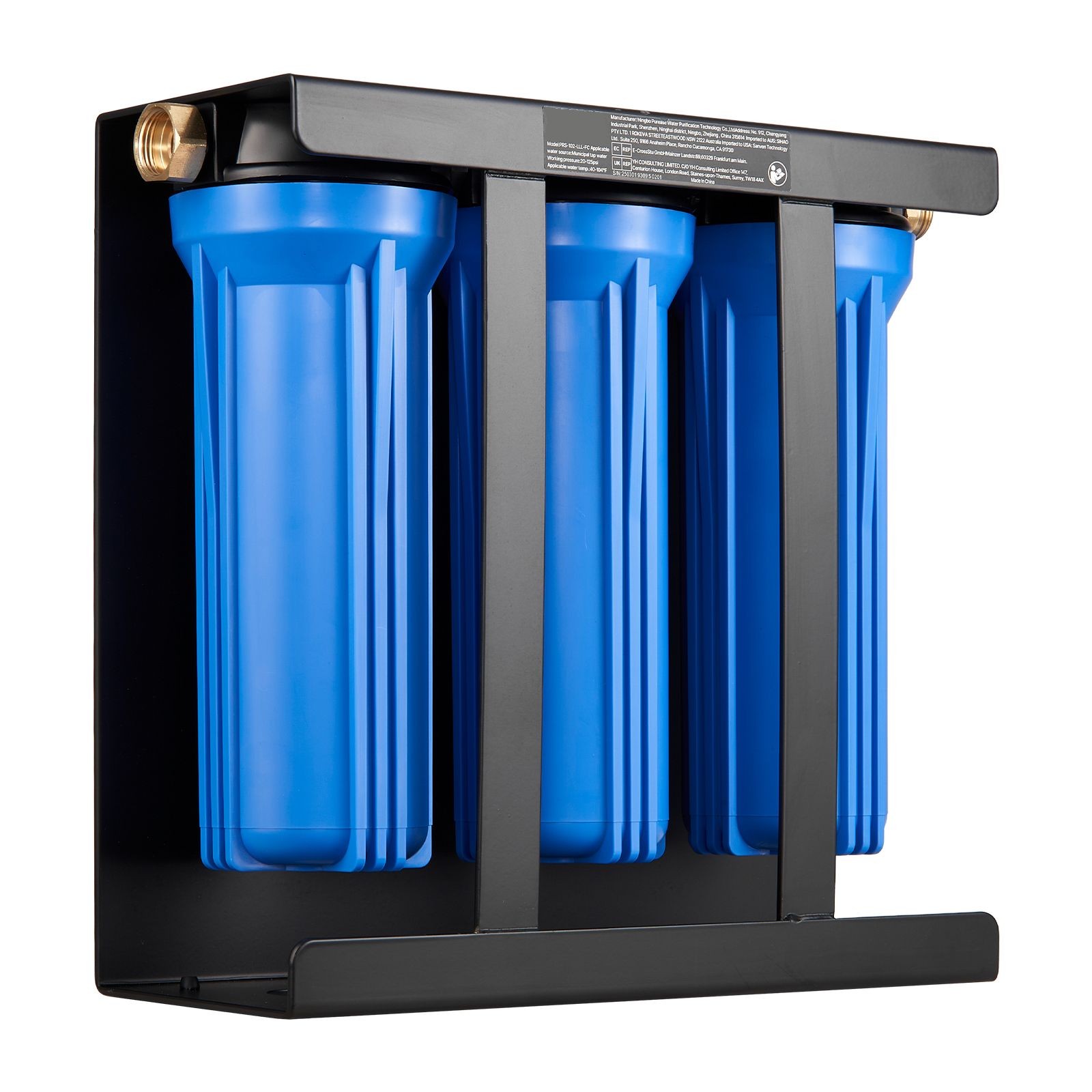 3-Cartridge RV Water Filter System 7500gal, 2.9GPM, for Camping & Boats