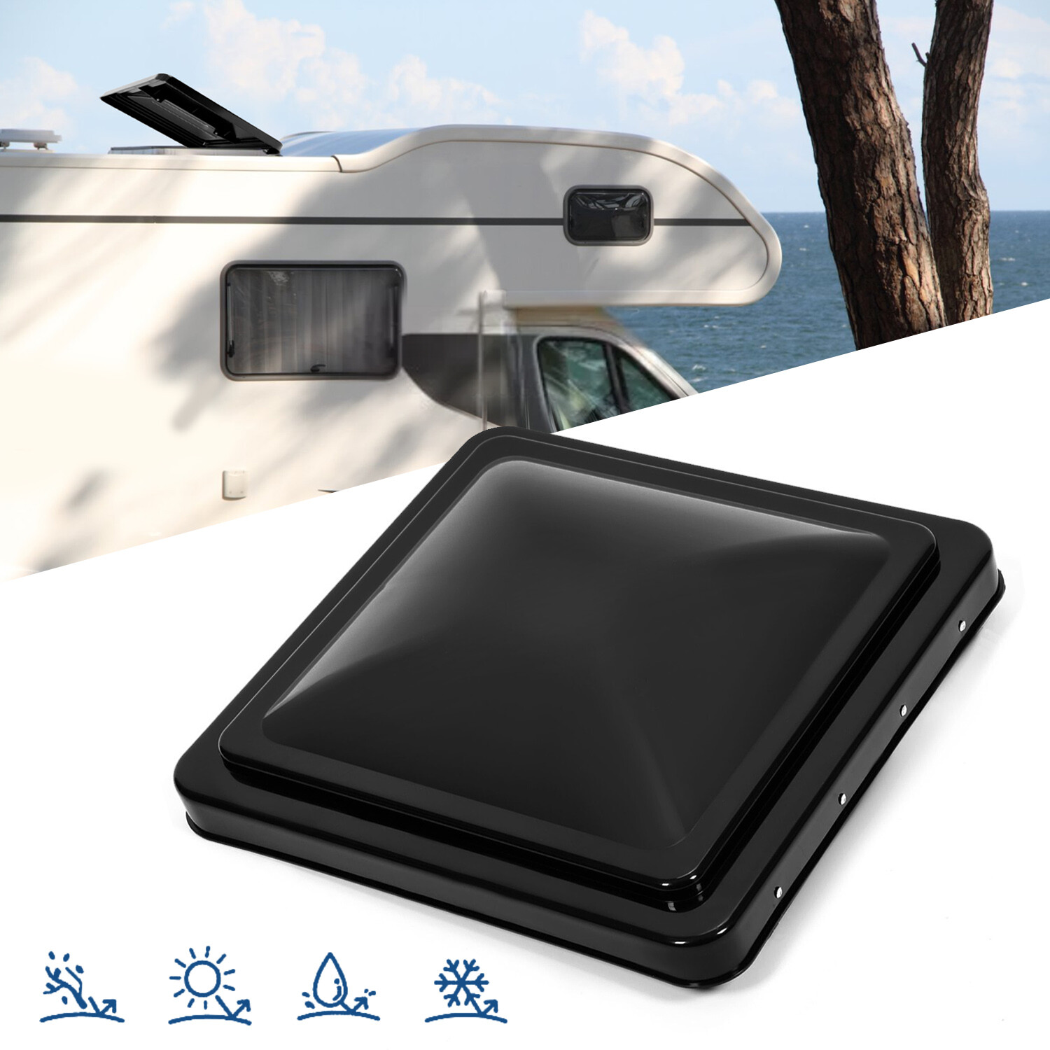 14″X14″ For RV Replacement Roof Vent Cover Black Camper (Trailer) Vent Cover