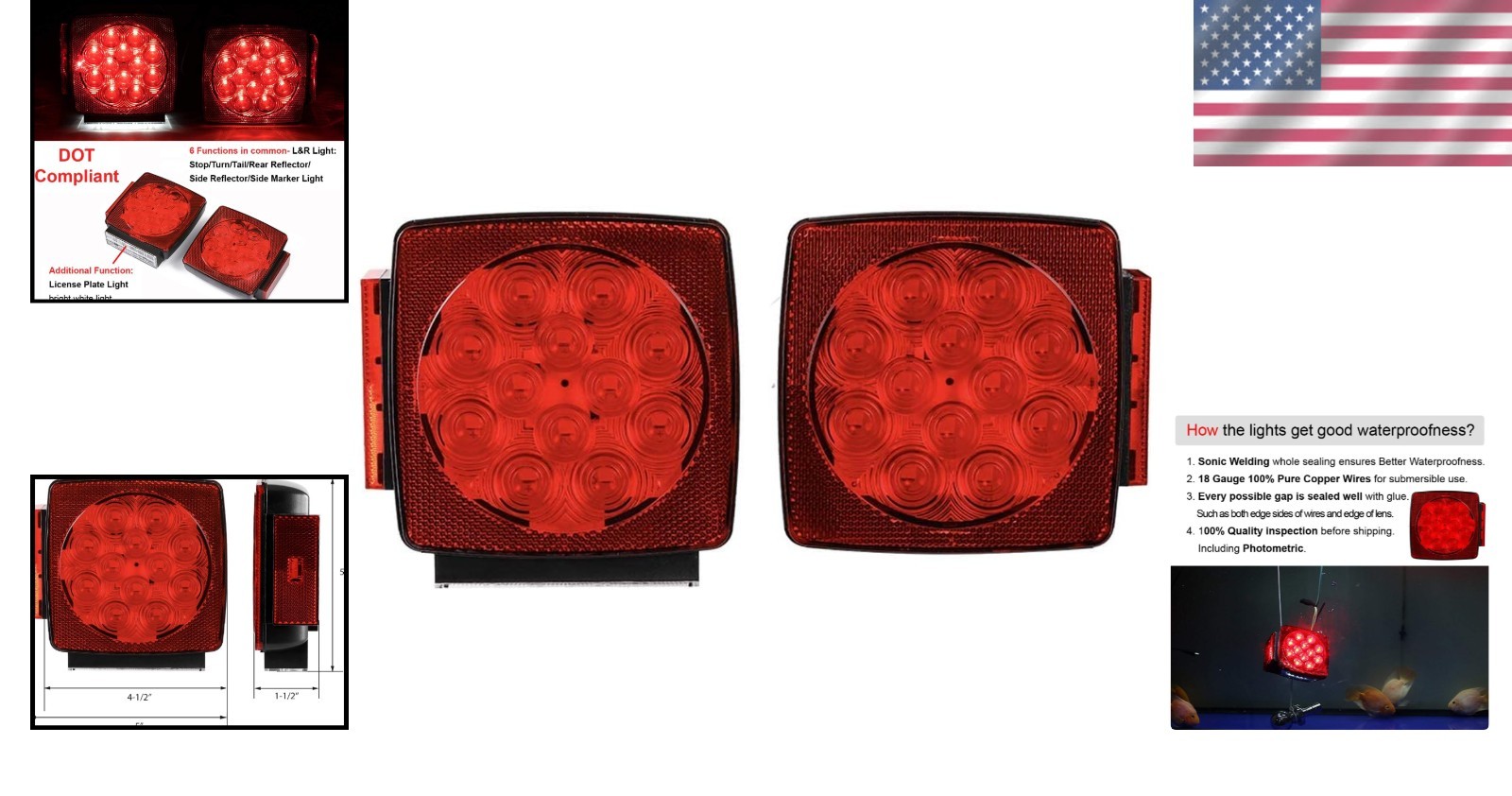Sonic Welding Waterproof 12V LED Trailer Lights – Complete Stop/Tail/Marker Set