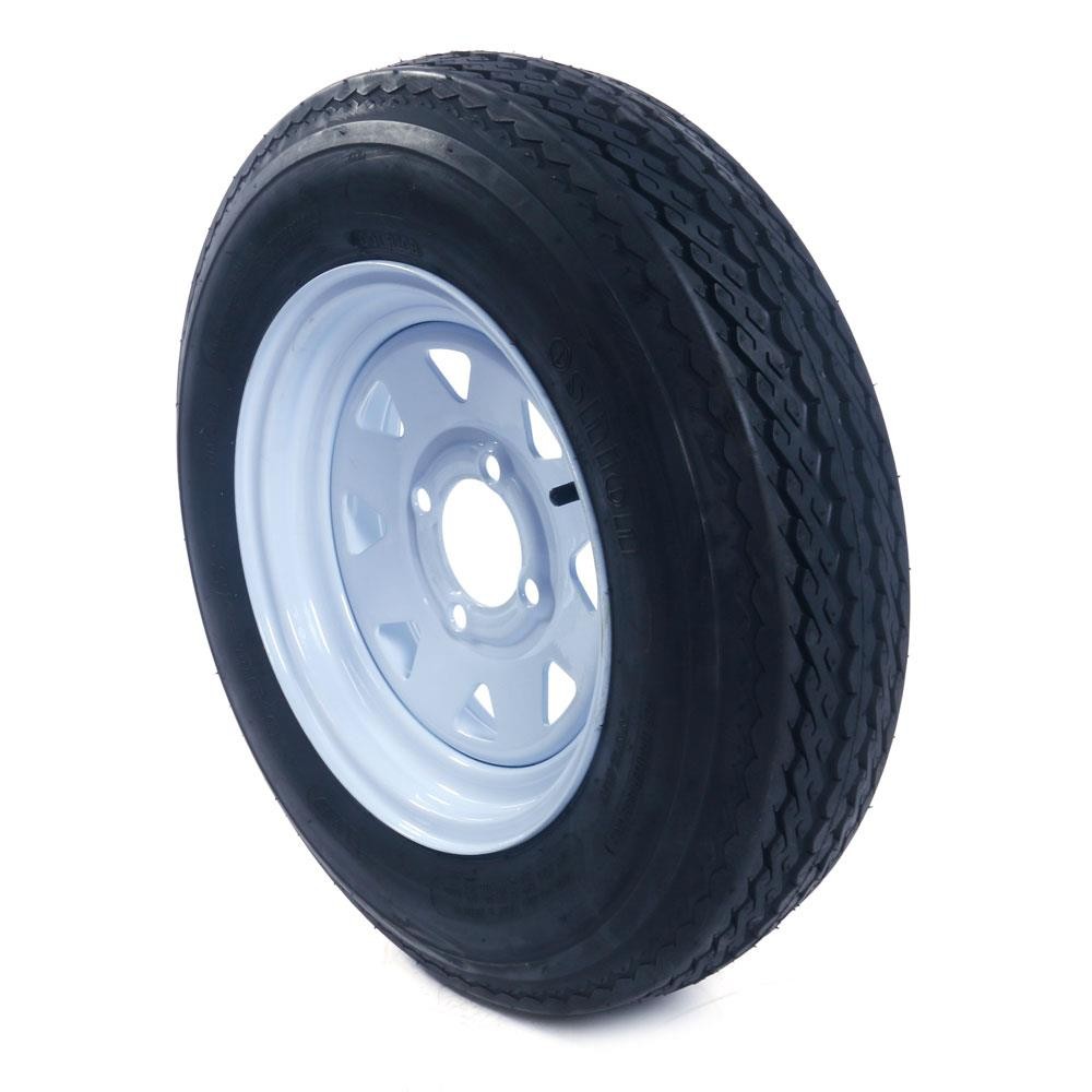 Two of millionparts Trailer Tires Tubeless 4 Lug Wheel White Spoke 5.30-12
