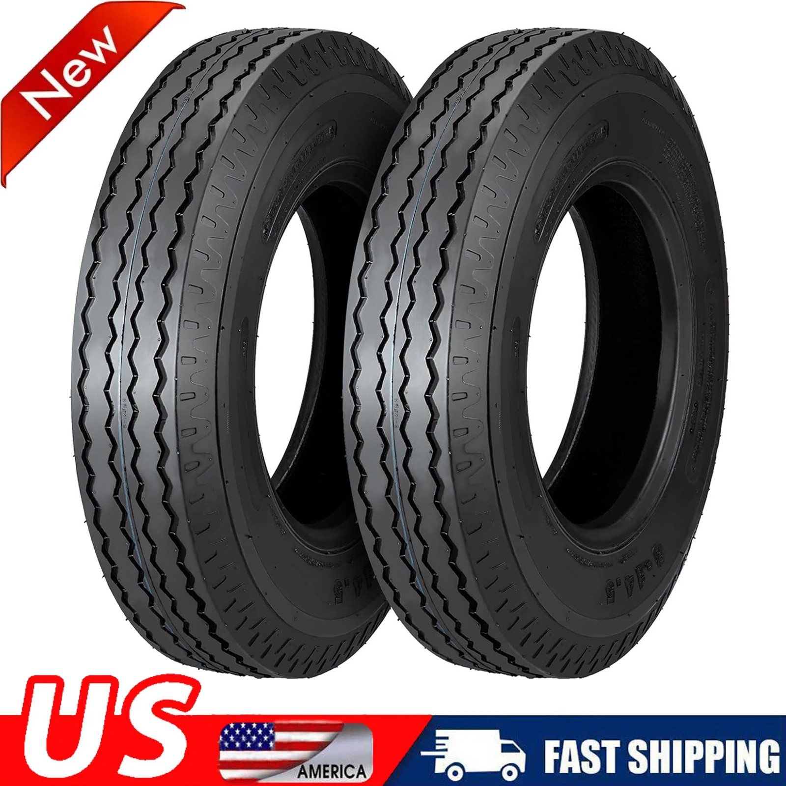 2PC 8-14.5 8×14.5 Trailer Tires 8 14.5 Heavy Duty 14PR Highway Tire Load Range G