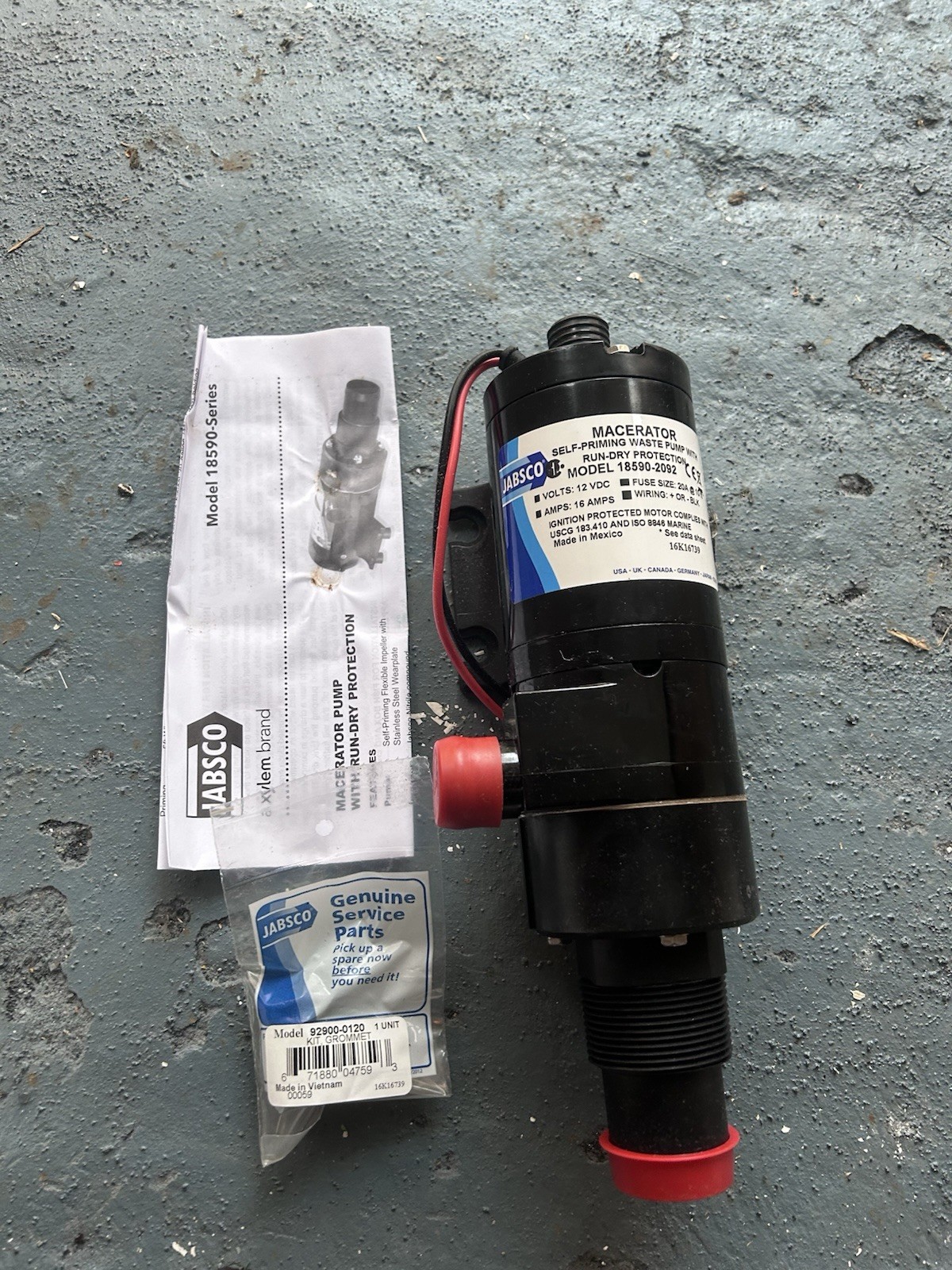 Jabsco 18590-2092 Macerator Pump Black Water Tank Waste 3/8″Port 43 LPM 12v