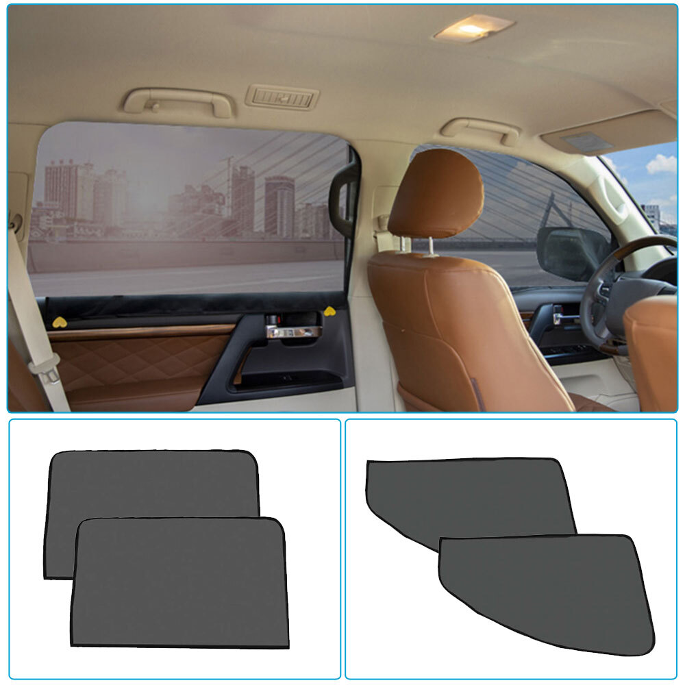 4× Magnetic Car Side Front Rear Window Sun Shade Curtains Cover UV Shield USA