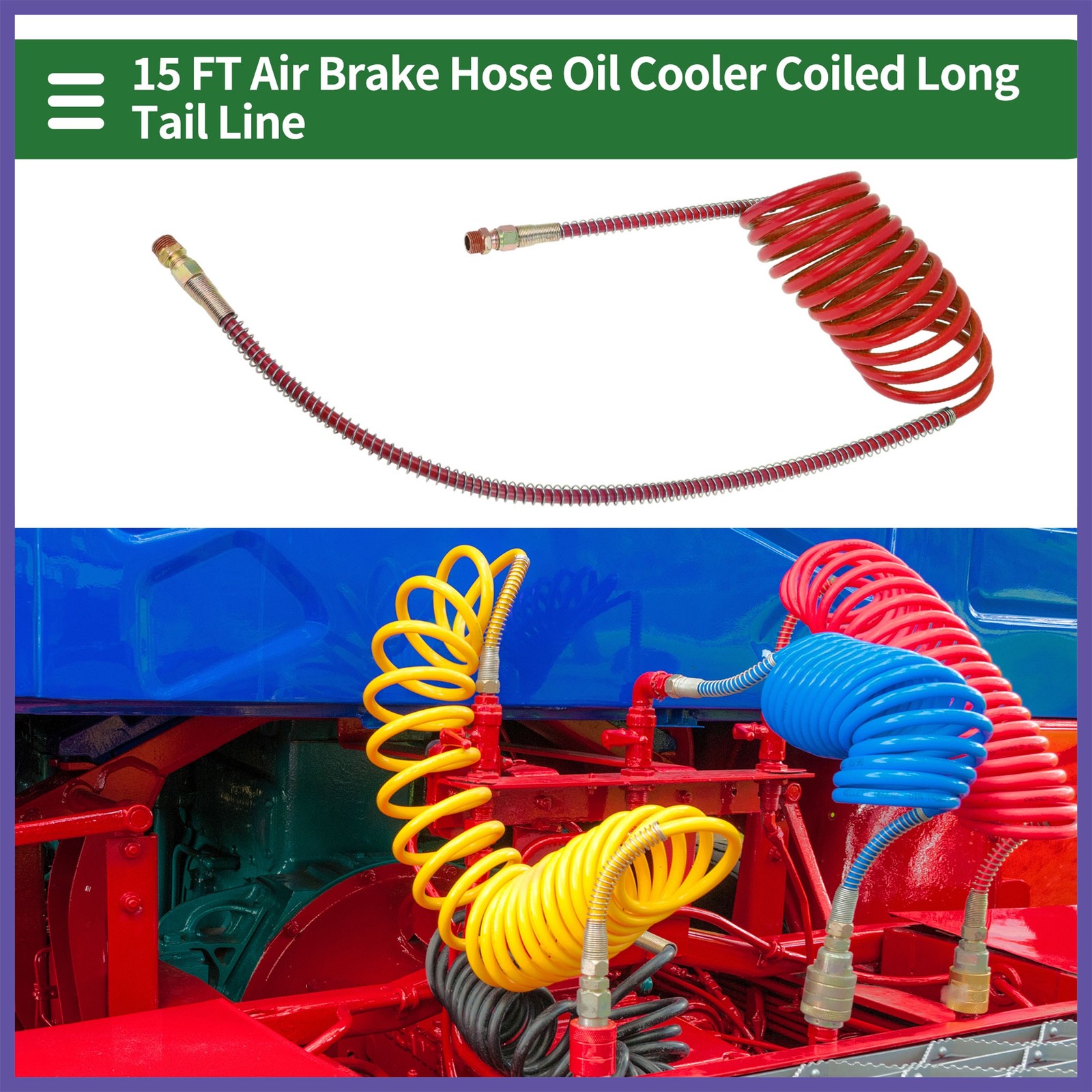 15 Feet Air Brake Hose Oil Cooler Coiled Long Tail Line 12 Circle