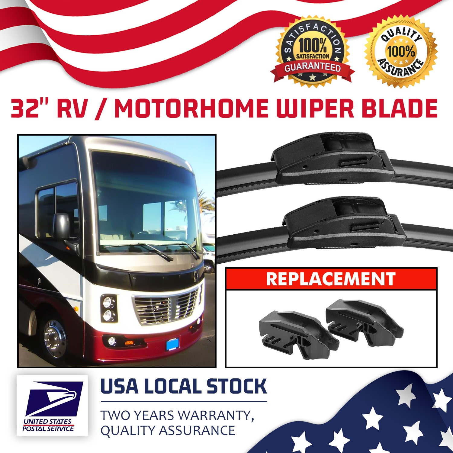 Genuine Quality Natural Rubber Wiper Blade Replacement for RV – 32-Inch Length