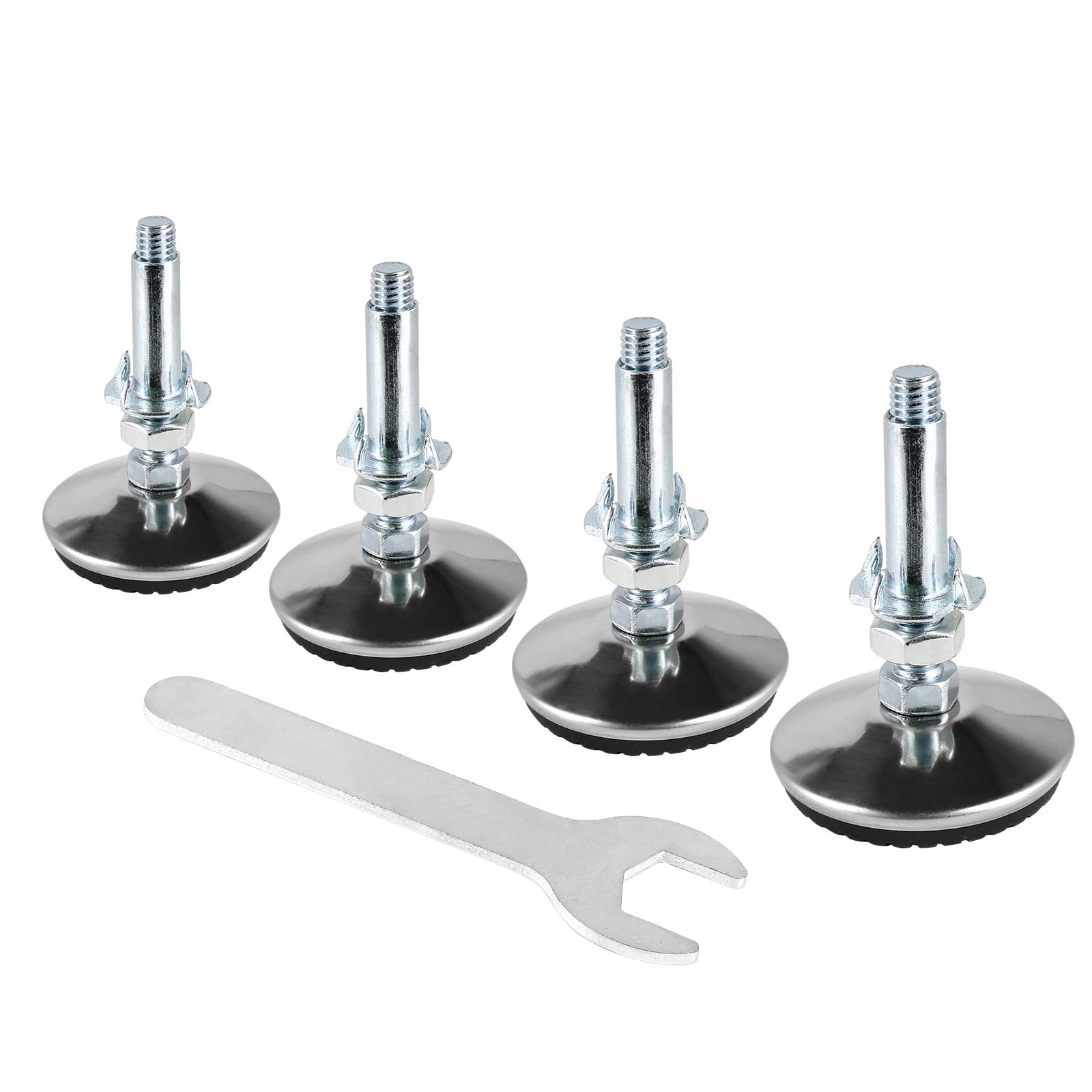 Zernmiarder 4 Set M8 Leveling Feet with 4-Pronged T M8-1.25 x 50mm, Silver