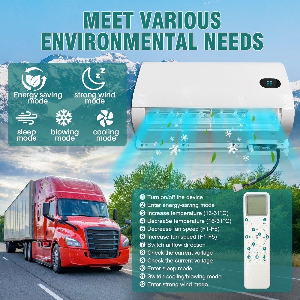 Treeligo 12V A/C Kit Split Air Conditioner Fits RV Truck Bus Low Power