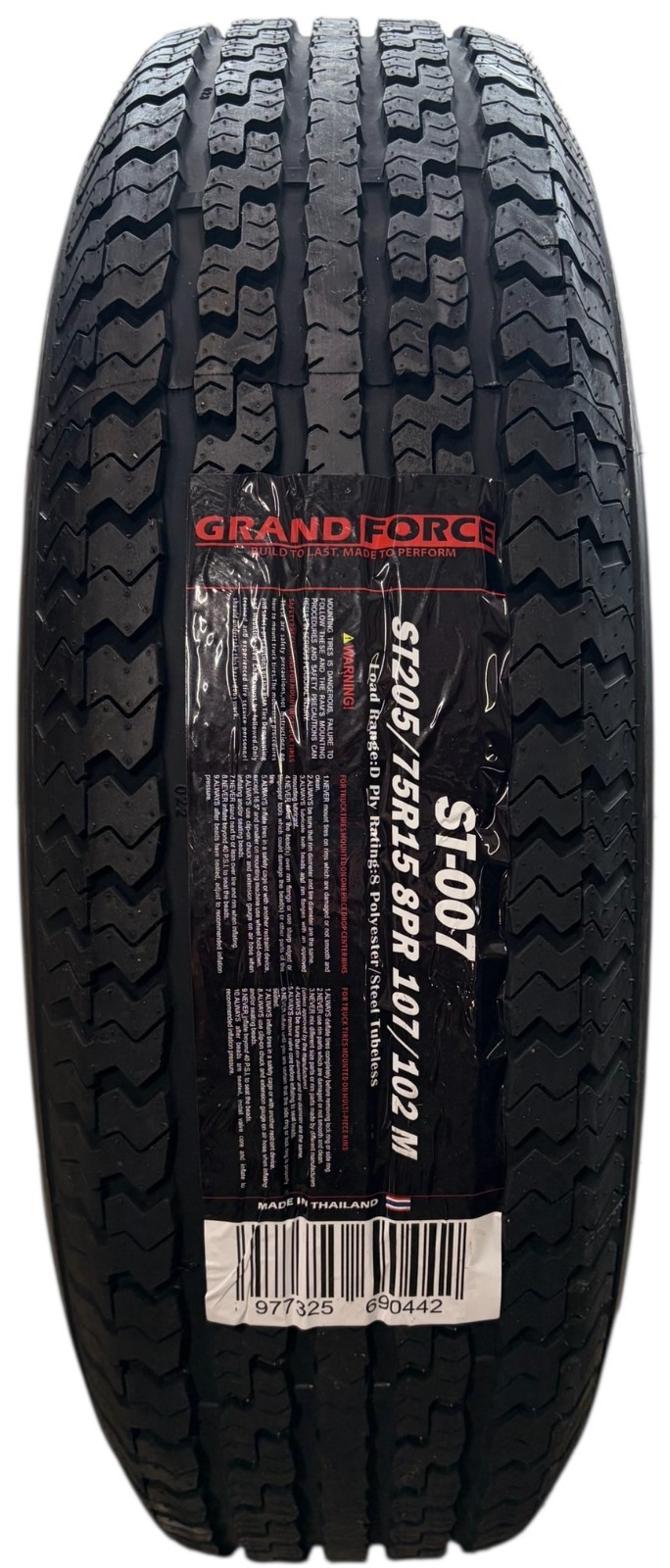 Grandforce ST205/75R15 D/8ply Trailer Tire (QTY 1)