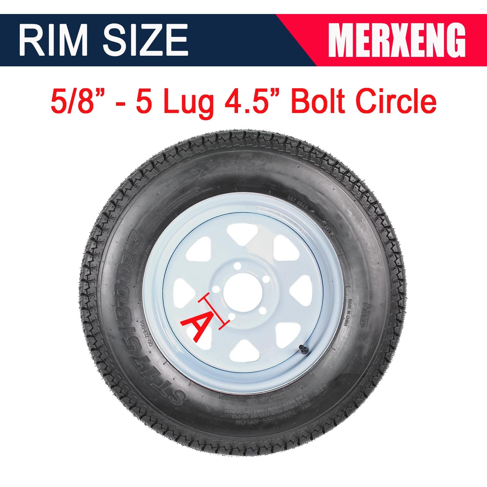 2 Pack ST175/80D13 Trailer Tires with Rims 175/80 D 13 LRC 5 Lug on 4.5″, 6PR