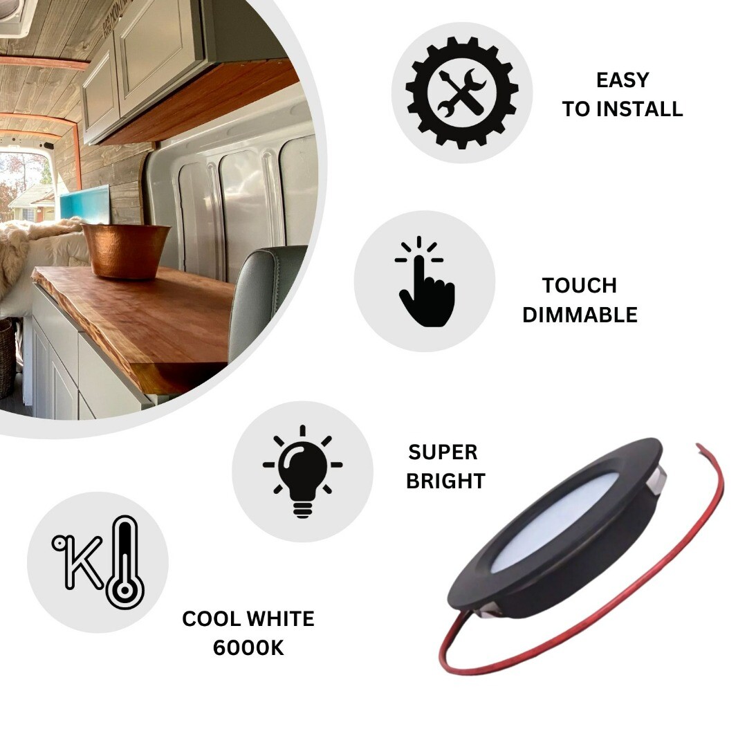 4 x LED 12V Spot Lights Touch Switch Dimmable Caravan Motorhome Boat Downlights