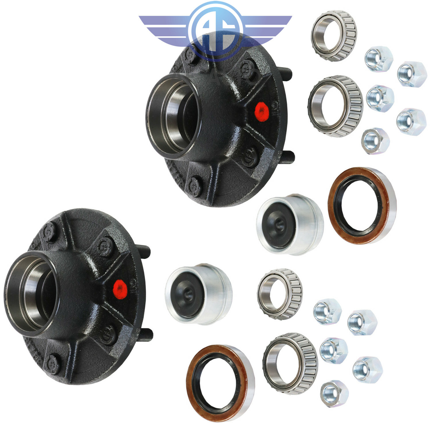 Set of 2 Trailer Idler Hub Kits With Bearing 5 on 5 For 3500 lbs Trailer Axle
