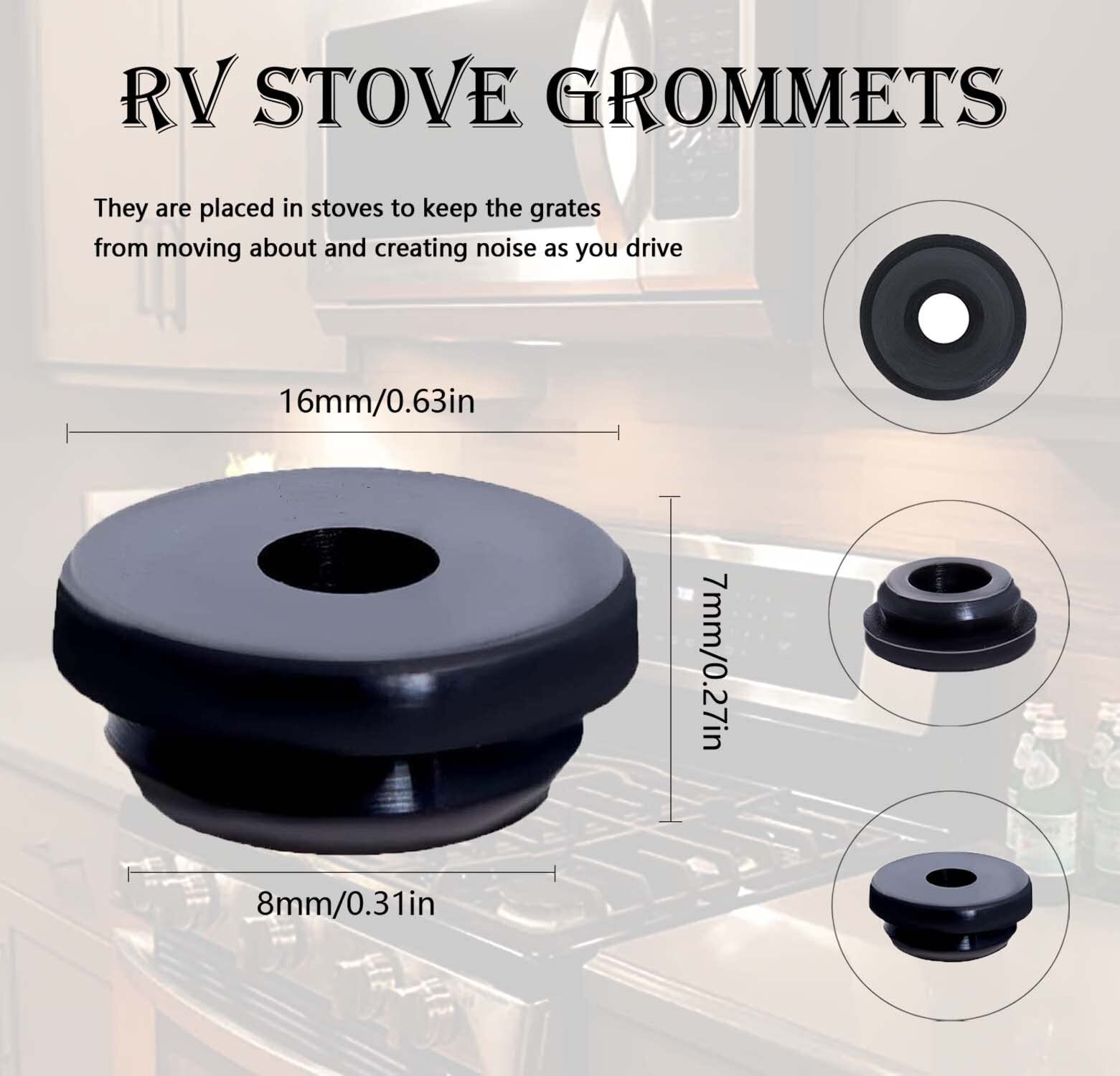 4pcs RV Stove Top Grommets, RV Stove Grommet Kit for Magic Chef and for Atwood