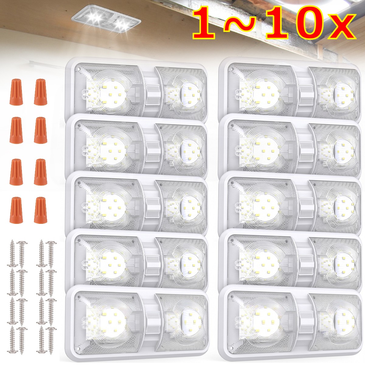 1-10 PCS 12V LED RV Ceiling Dome Light RV Interior Lighting for Trailer Camper
