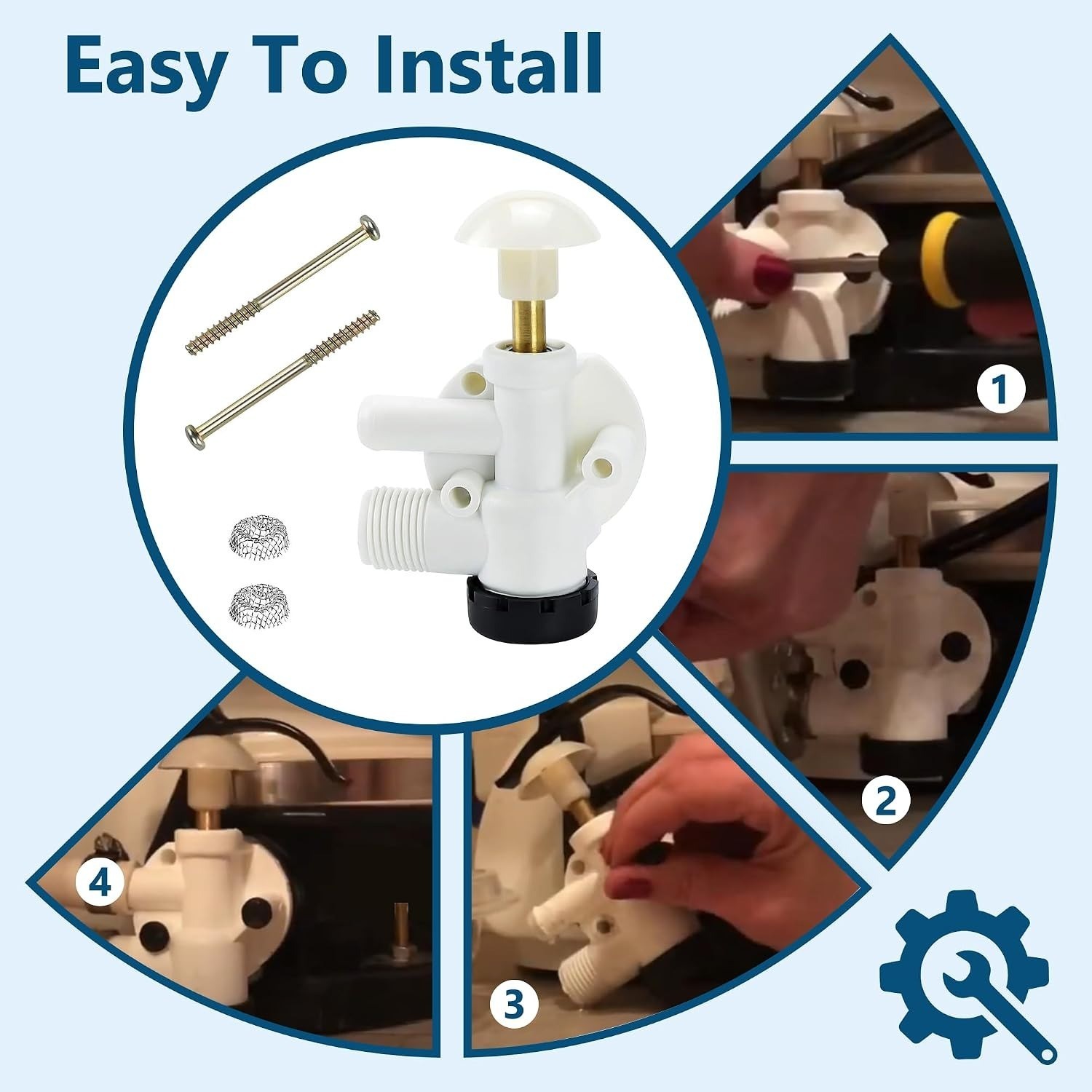 385314349 RV Toilet Water Valve Kit for Pedal Flush Camper SeaLand VacuFlush