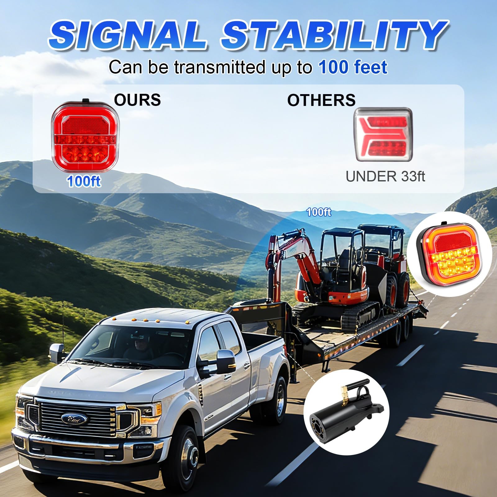 Agrieyes Halo Wireless Trailer Lights, 2 Mounting Options Magnetic Trailer Li…