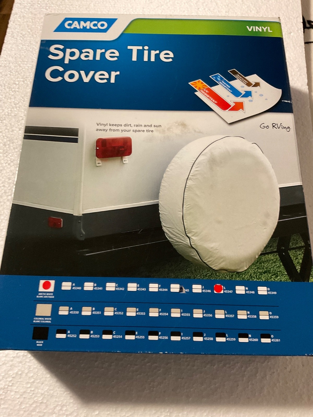 Camco 45347 Arctic White 25.5″ RV Spare Tire Cover. C5