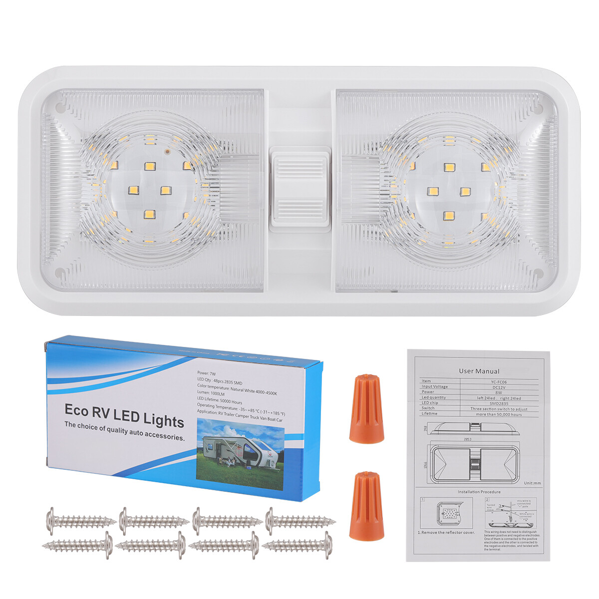12V LED RV Ceiling Dome Light RV Interior Lighting for Trailer Camper Truck Boat
