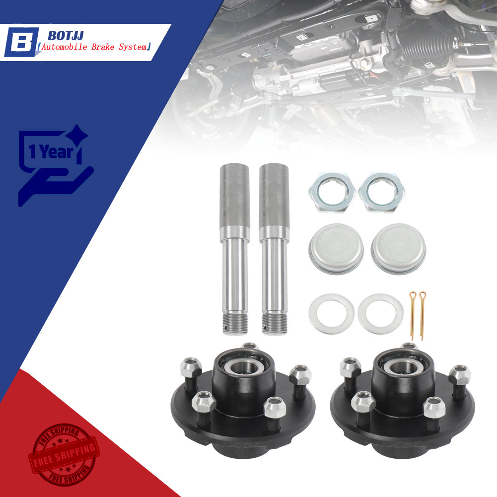Pre-Greased Pair For 5-Bolt On 4-1/2 Inch Hub Assembly and 1″ Round BT8 Spindle