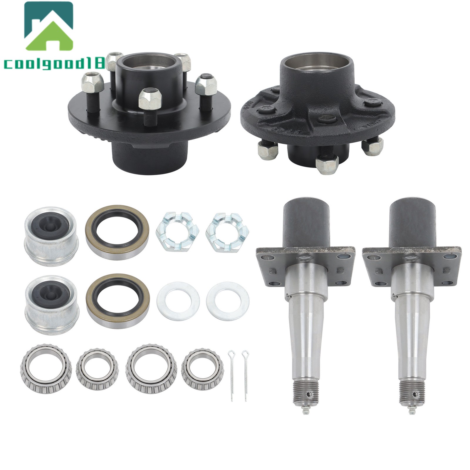 Pair 5 x 4.5 Idler Hub Spindle Kit w/Flange Trailer Axle 3500# 84
