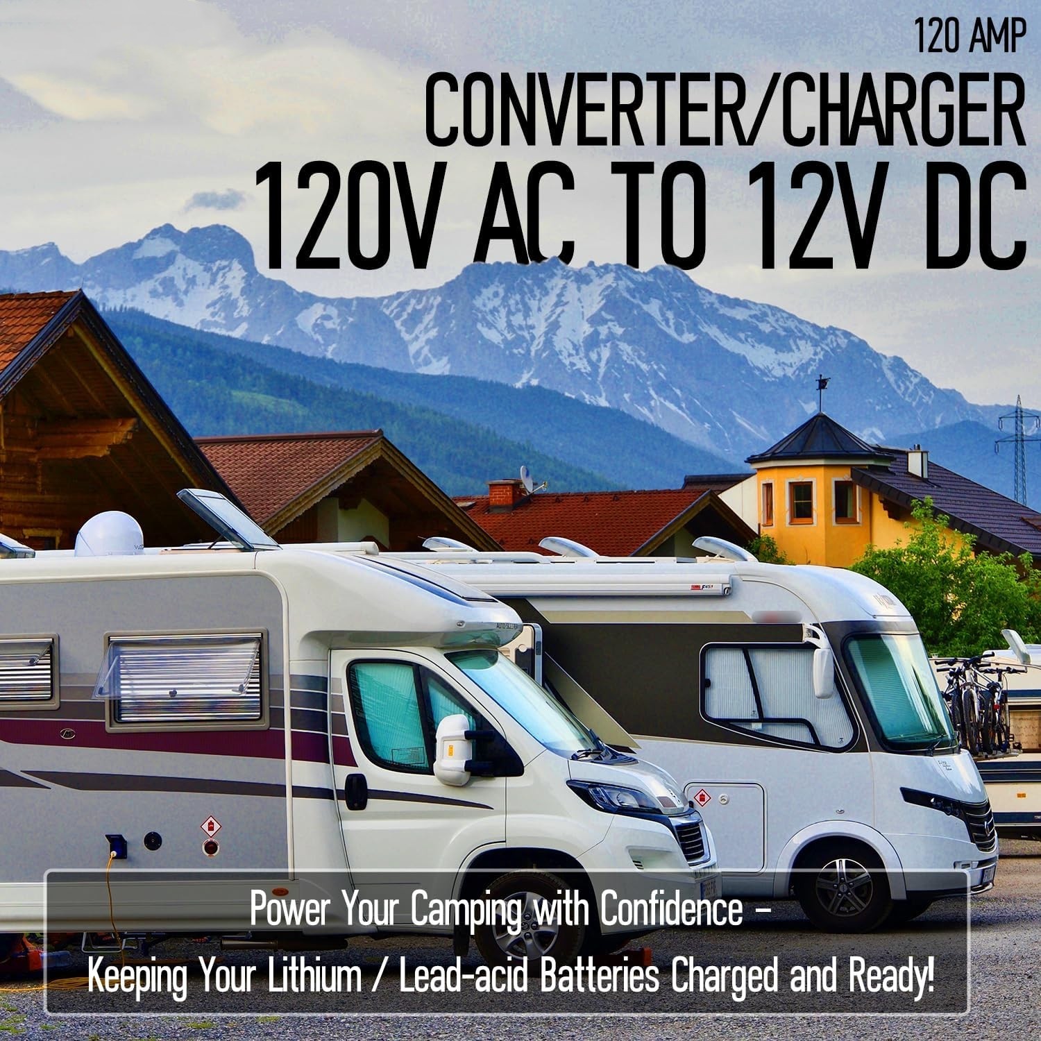 For Lead-Acid & Lithium Batteries 120 Amp RV Power Converter 110VAC to 12VDC