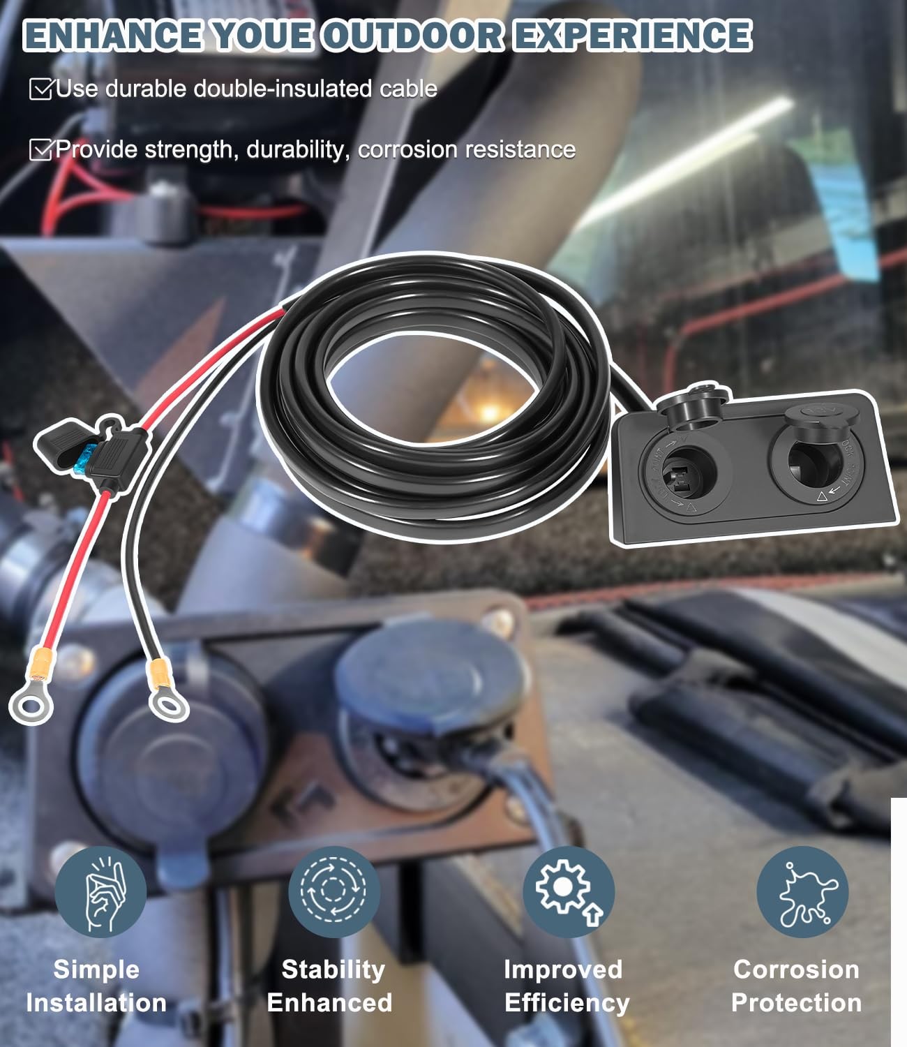 Replacement for Dometic HWK-DC Hardwiring Kit 10AWG Wiring, 20FT, 12V/24V