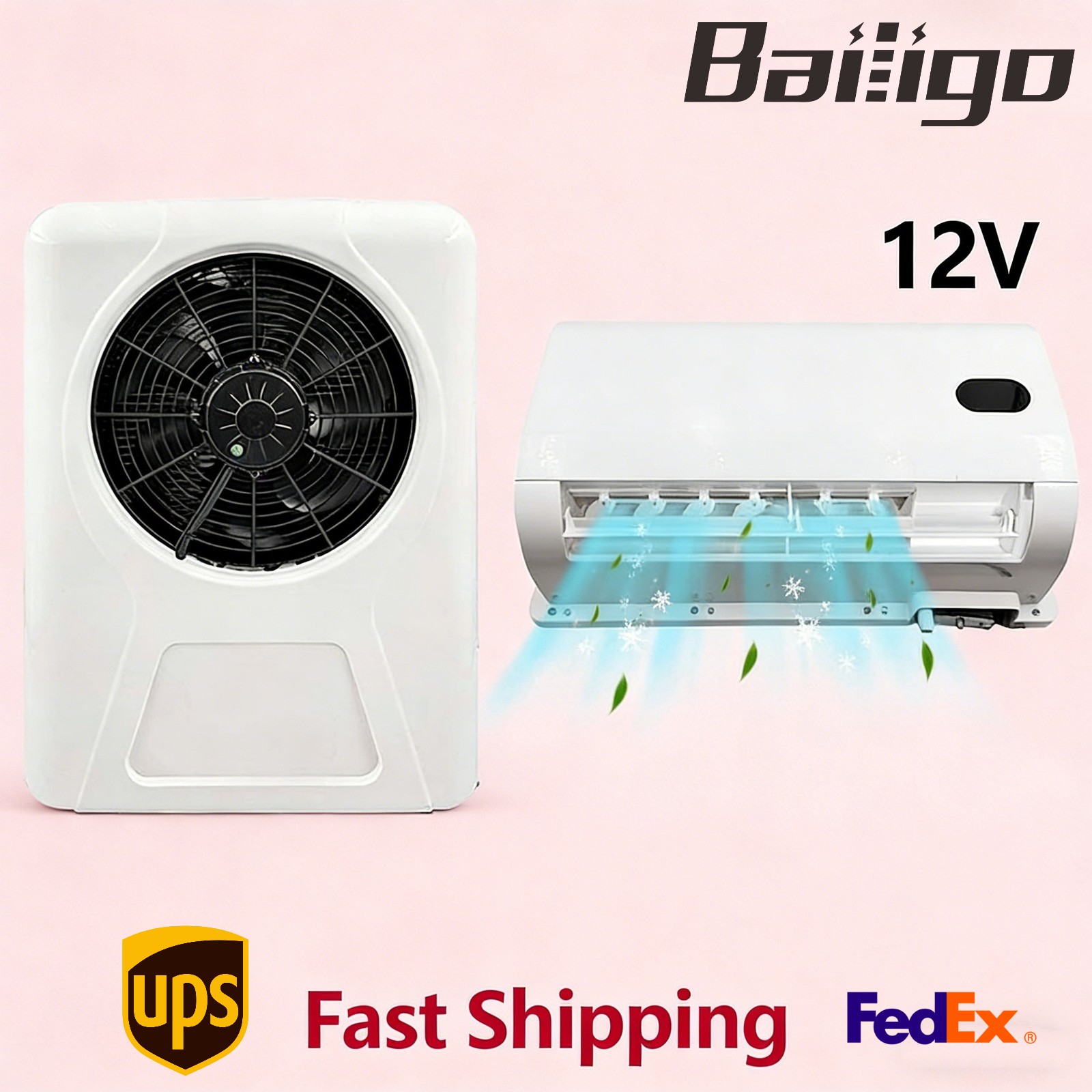 12V Truck Air Conditioner RV Caravan Car A/C Unit No Noise Evaporator 12000 BTU