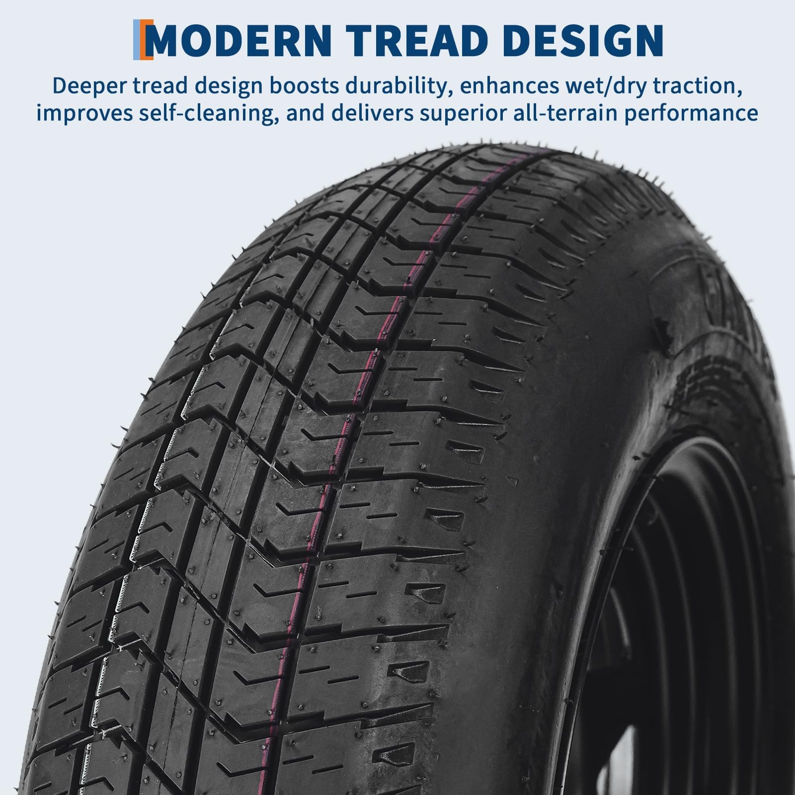 2pcs ST205/75D14 Trailer Tire on Rims Load Range C 5 Lug Black Spoke Wheels ,6PR