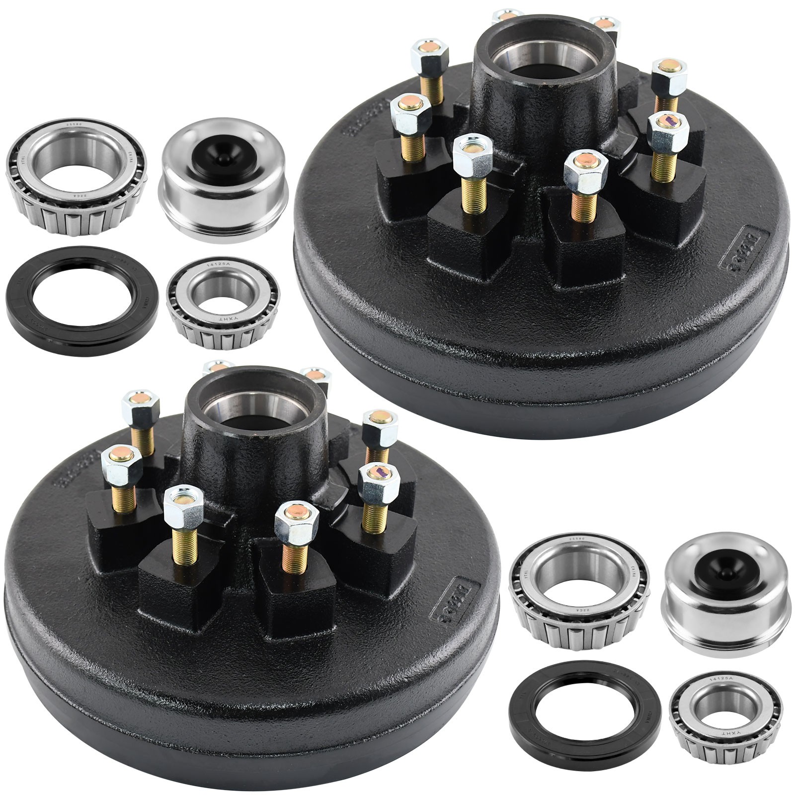 8Lug 8 on 6.5 Trailer Hub Drum Kit w/12×2″ Electric Brakes for 7000 Trailer Axle