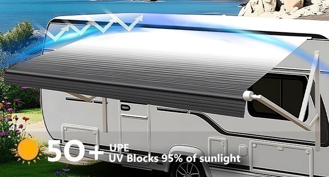 15-19Ft Waterproof RV Awning Fabric Replacement For RV Camper Trailer Strip -US