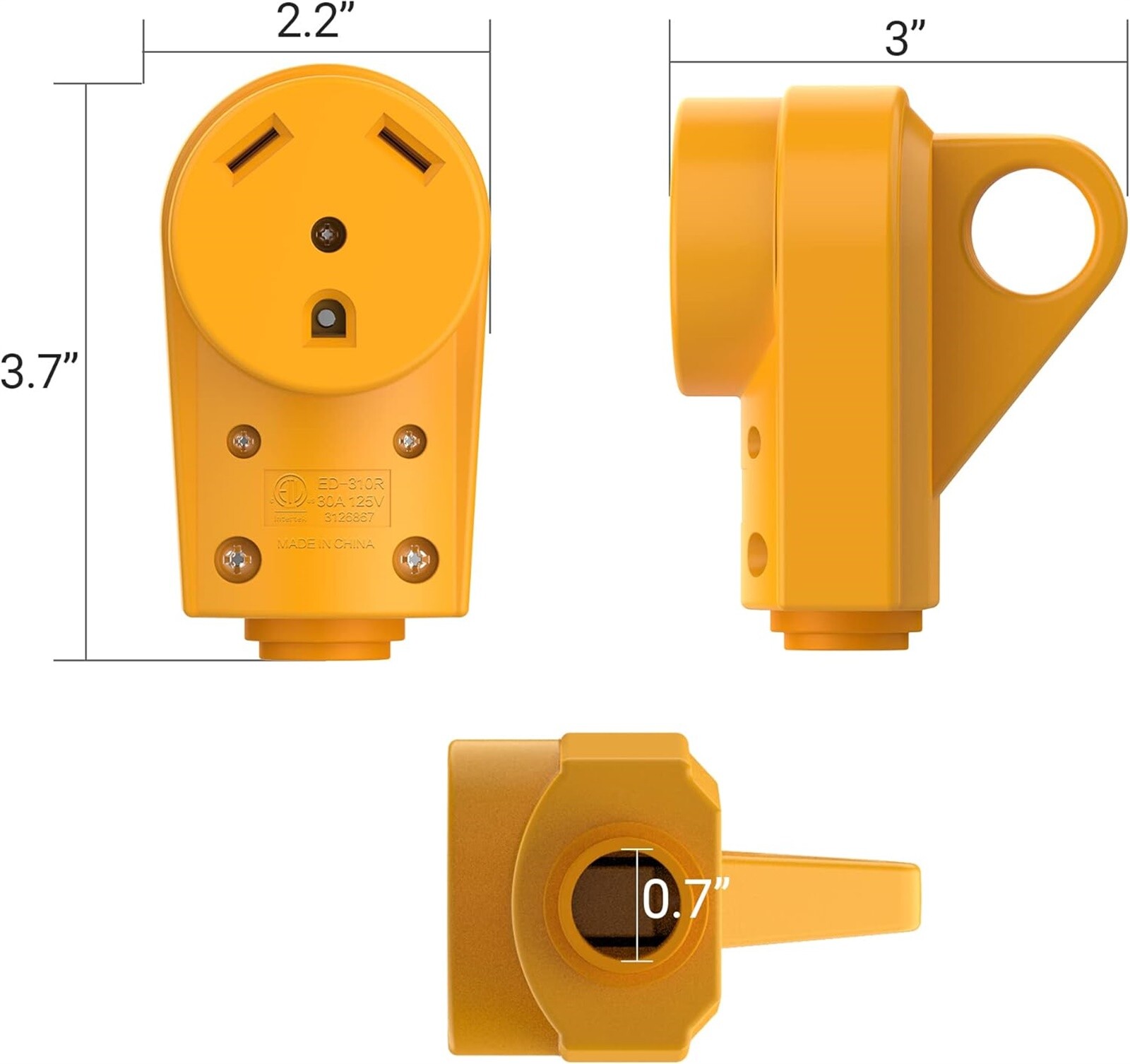 30Amp 125V Female Plug Receptacle RV Replacement Power Adapter for RV Camper