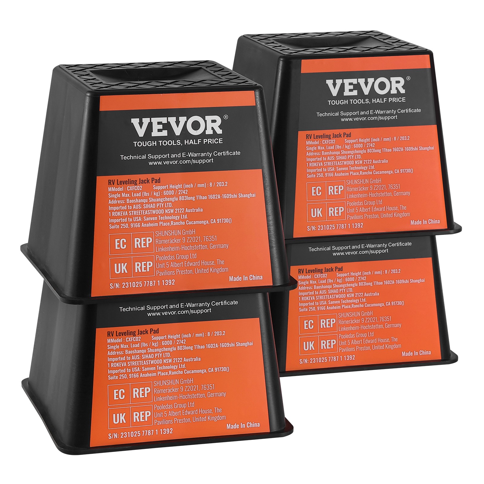 VEVOR Trailer Jack Block 6000LBS RV Travel Accessories Stabilizer Stands 4-Pack