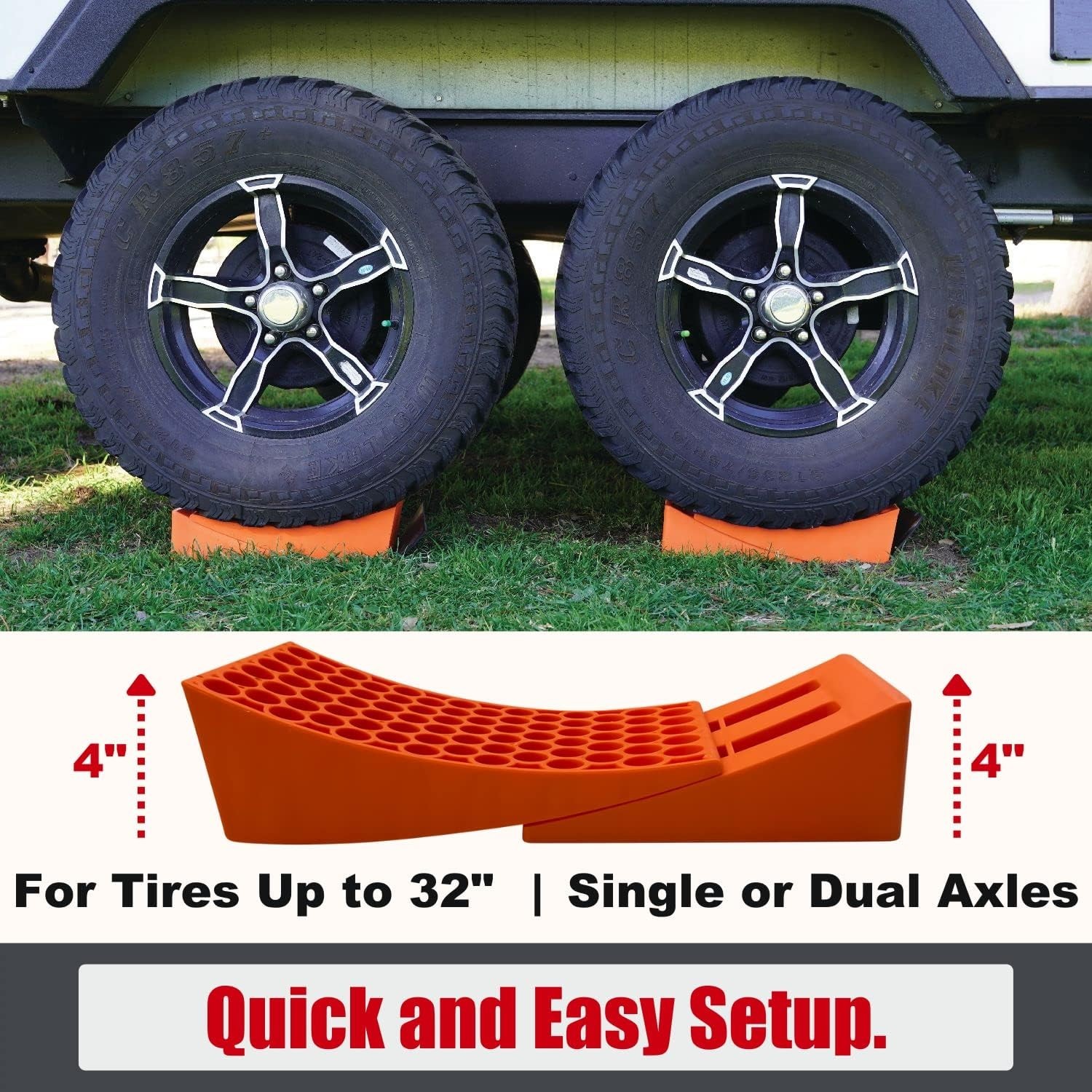 RV Leveling Ramps 2 Pack Kit | Premium anti Slip Camper Leveler | Trailer Wheel