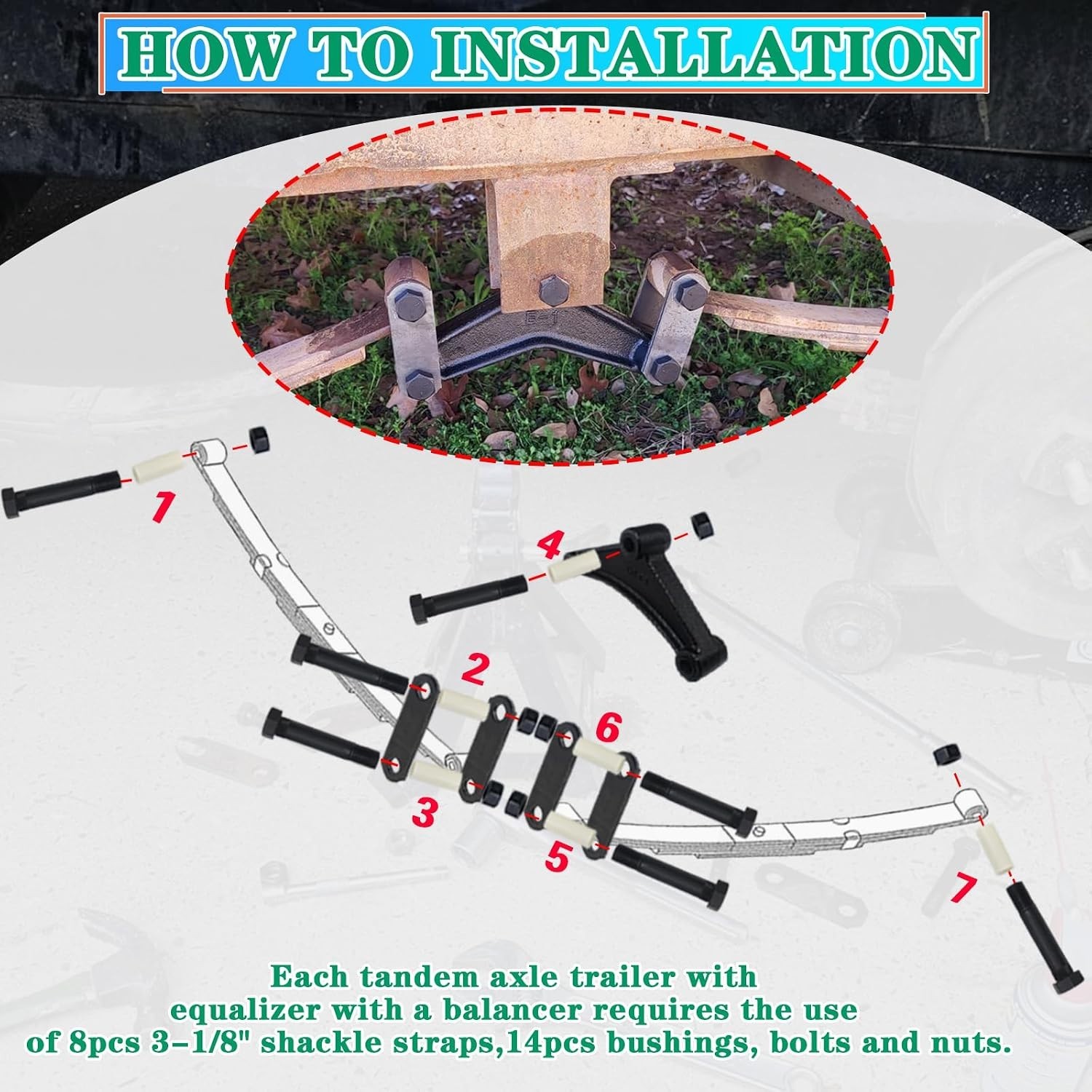Trailer Axle Equalizer Shackle Kit 312L with Bolts & Bushings for 3500-5200 lbs