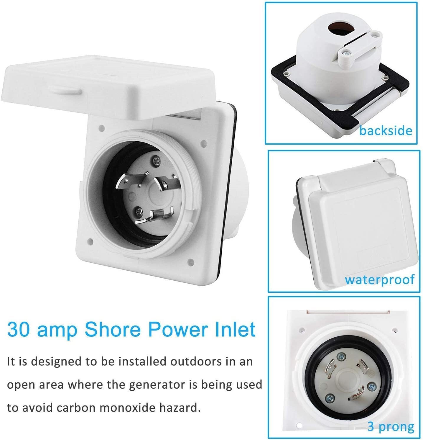 30A RV Shore Power Inlet Socket Box Male Plug Female Connector Twist Lock Camper