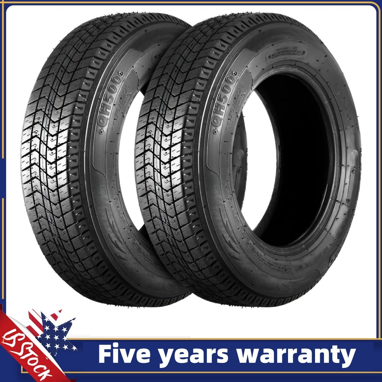 🔴2-Pack ST175/80D13 Trailer Tires Deep Tread Bias Ply Load Range C 1360lbs US