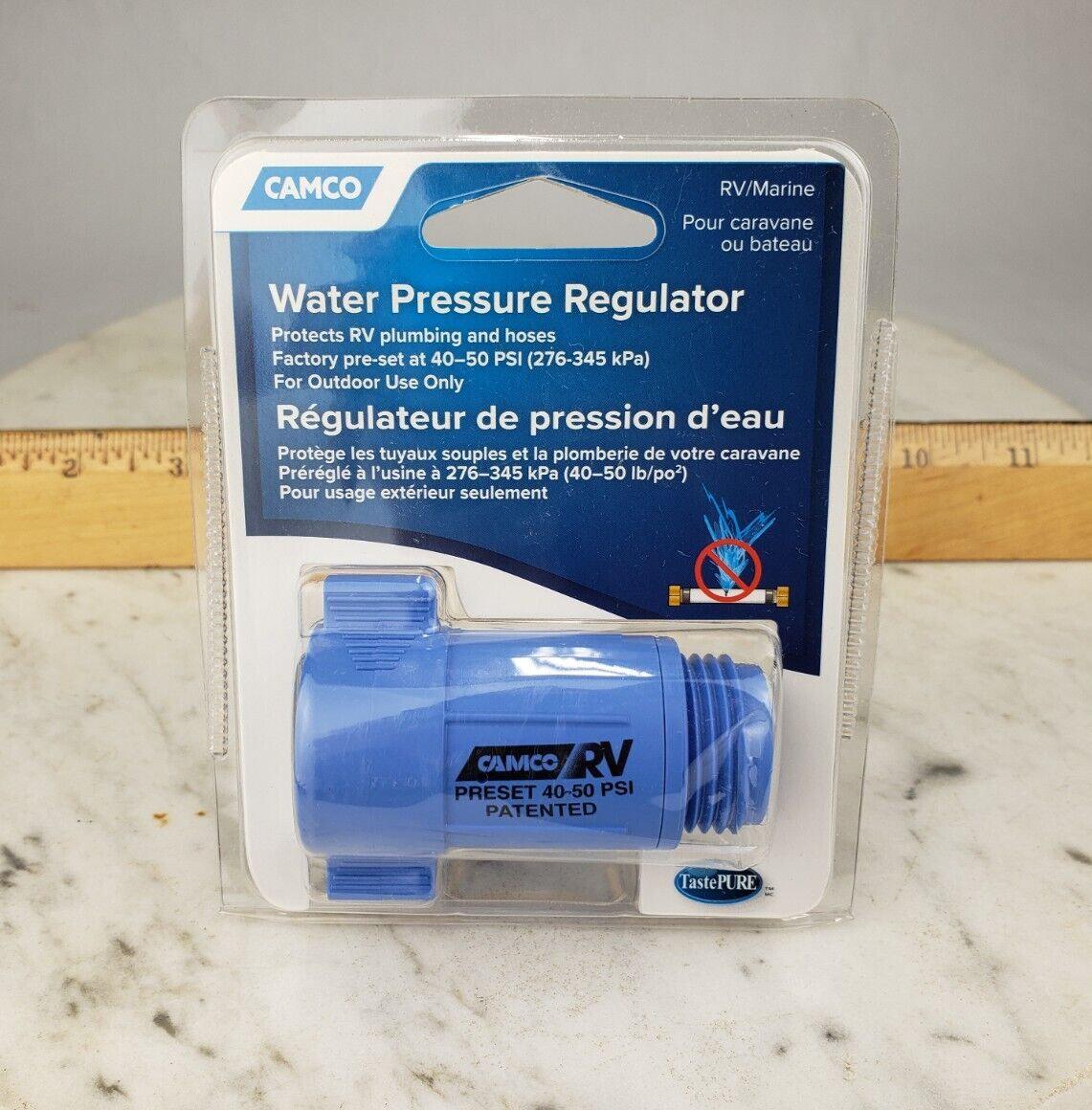 Camco RV Marine Water Pressure Regulator 40-50 PSI 40143 TastePure