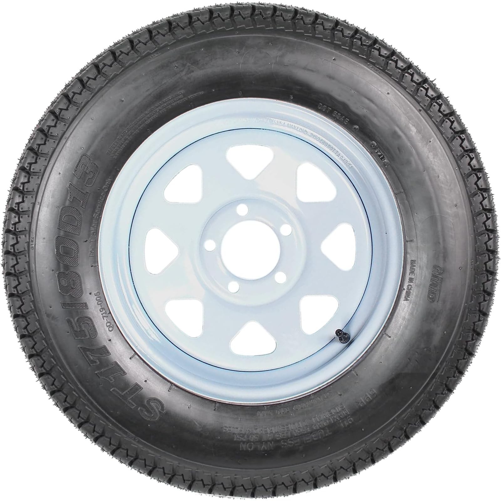 4 Pack ST175/80D13 Trailer Tire with 13″ Rims 175 80D13, 5 Lug 6PR, Load Range C