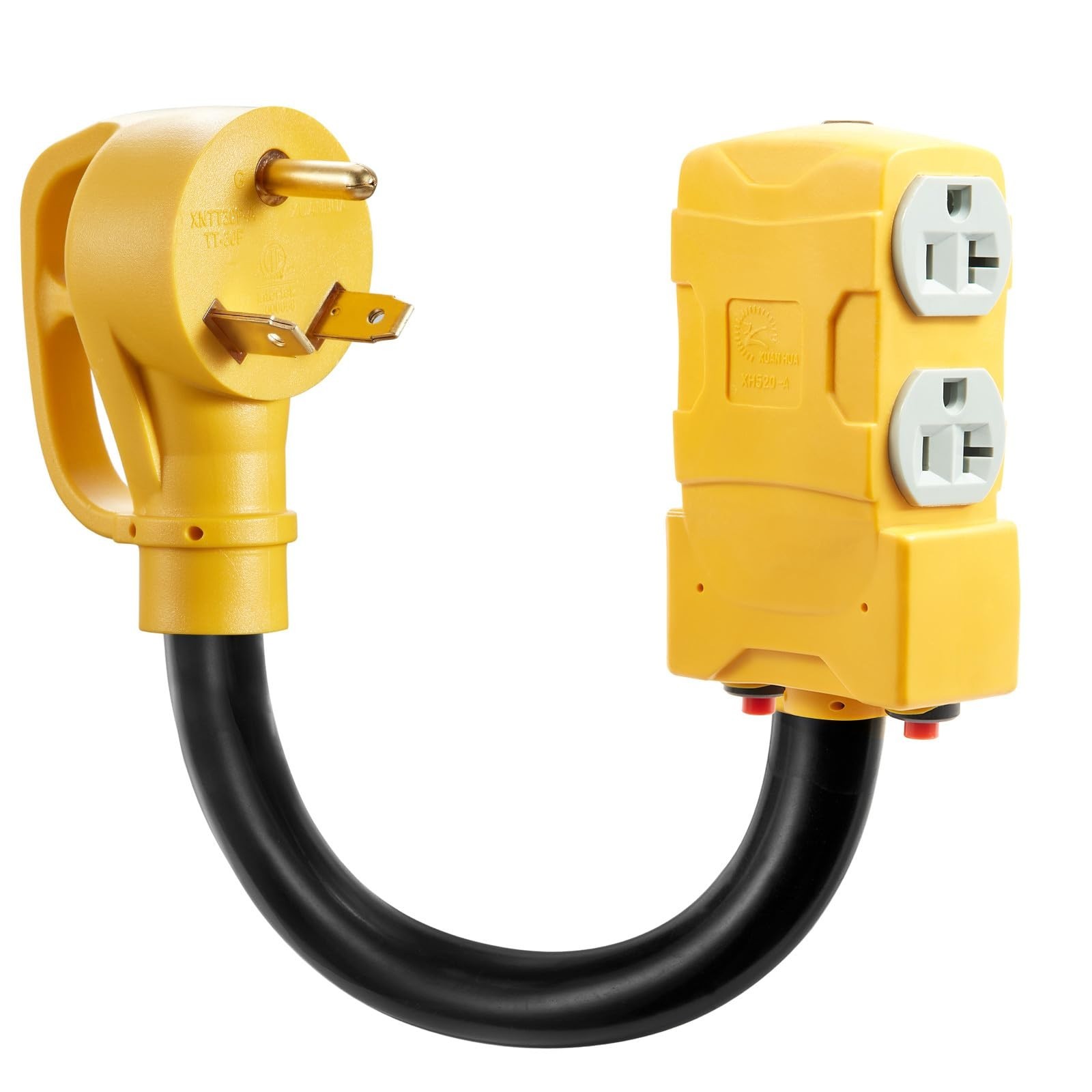 50A to 20A RV Adapter, NEMA 14-50P to 4x 5-20R/15R, 110V Power Distribution Cord