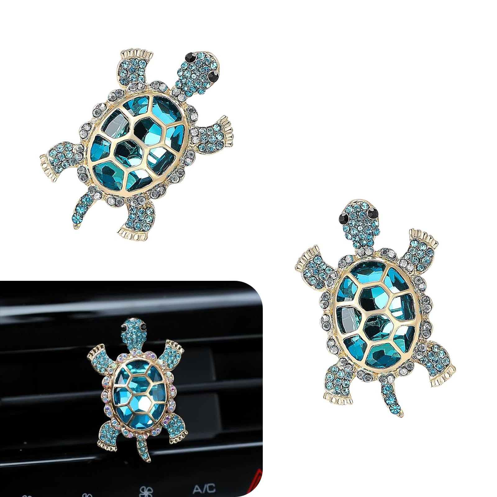 Heyzidu 2 PCS Sea Turtles Car Air Vent Clips, 0.5 Ounce (Pack of 2), Blue