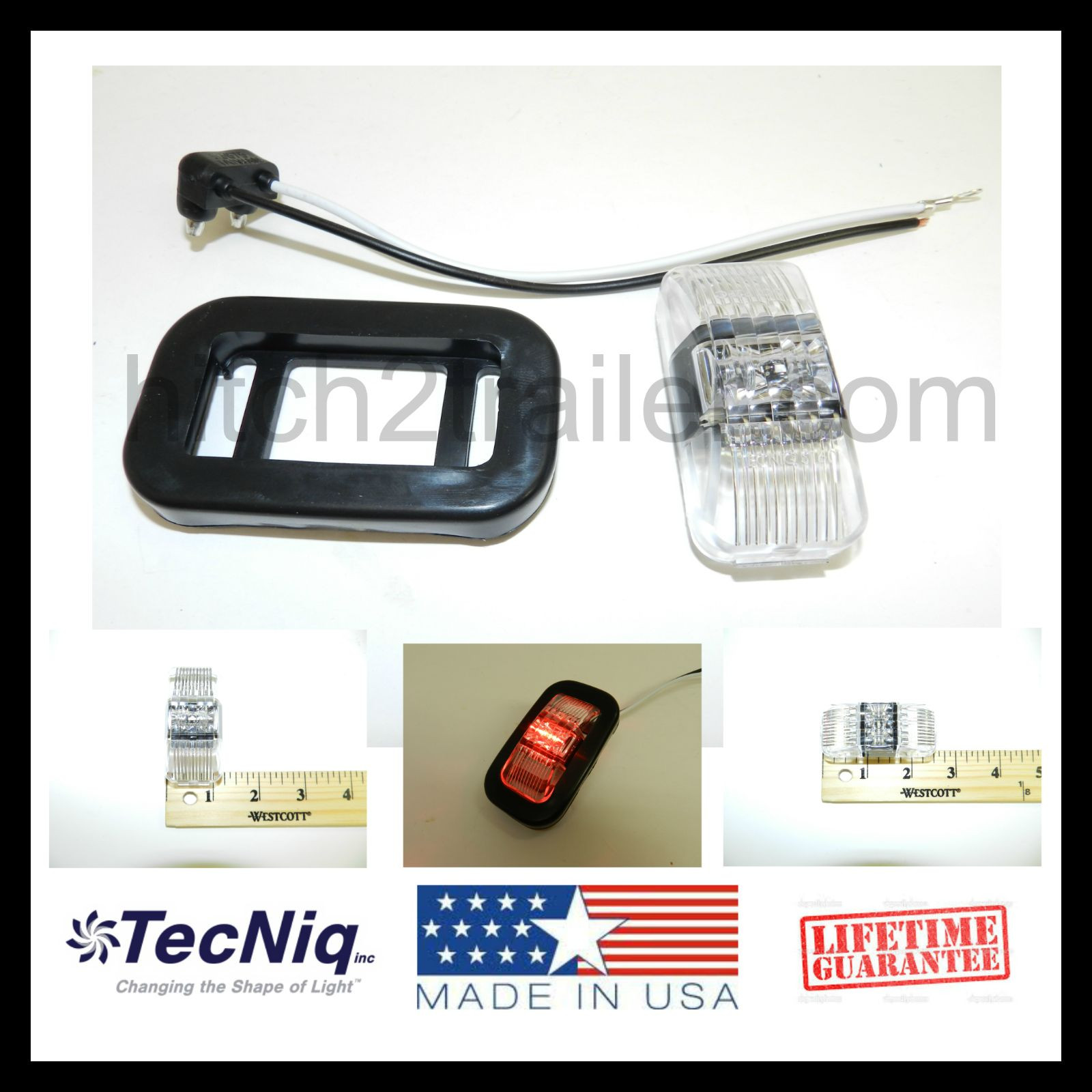 (1) Clear RED LED Lights 1.2″ x 2.5″ Grommet Clearance Marker trailer USA MADE