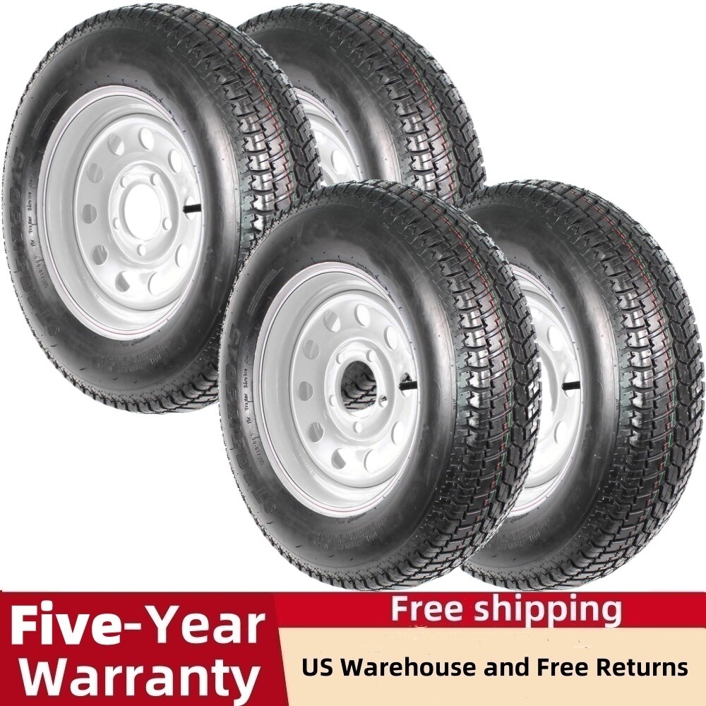 4pack ST205/75D15 Trailer Tires Wheels 5 Lug 6 PR 15″ Rim Load Range C 5″x4.5″