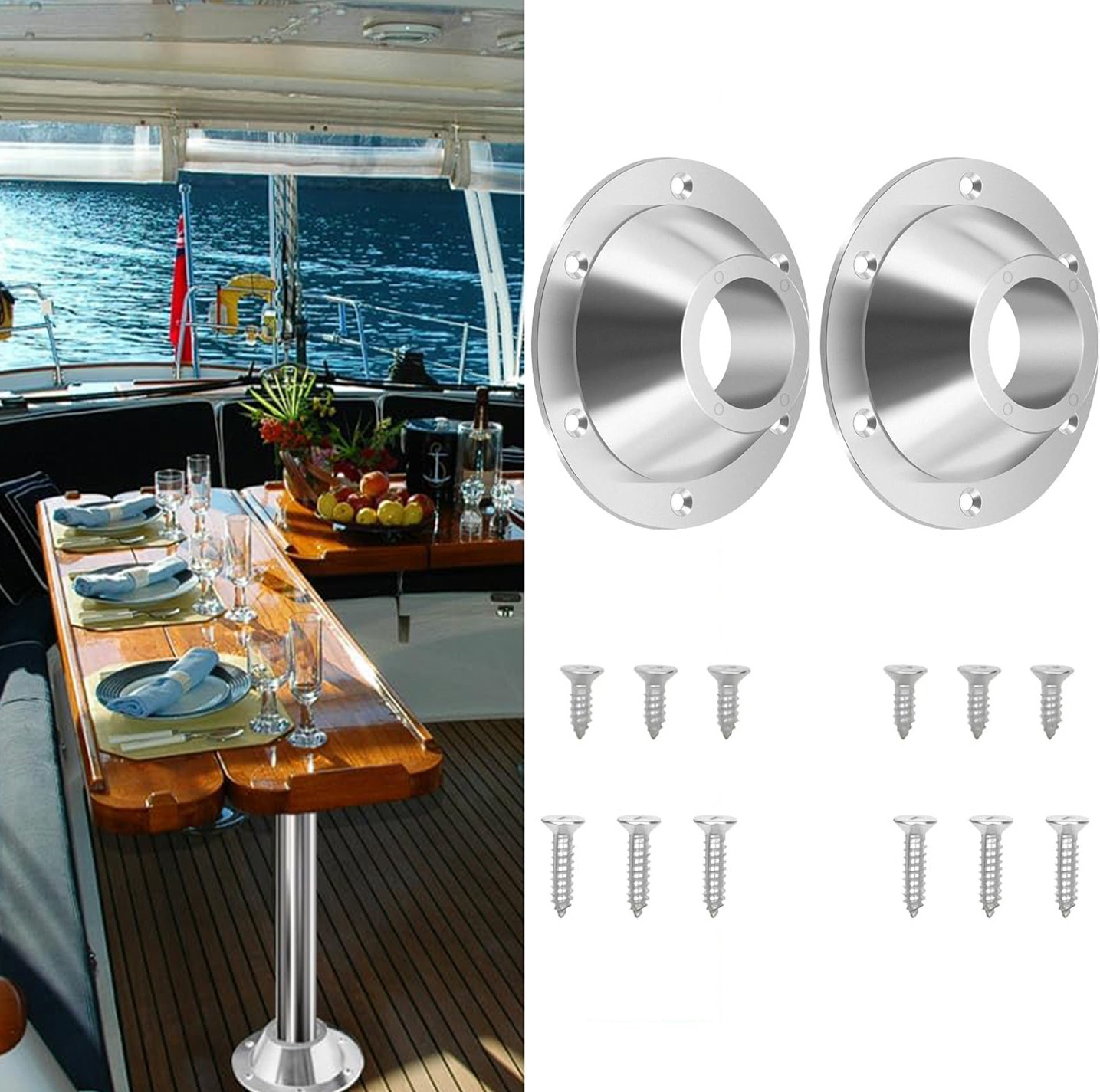 2 Pack Aluminum RV Table Base Mount Camper Pedestal Table Base Flange Leg Mount