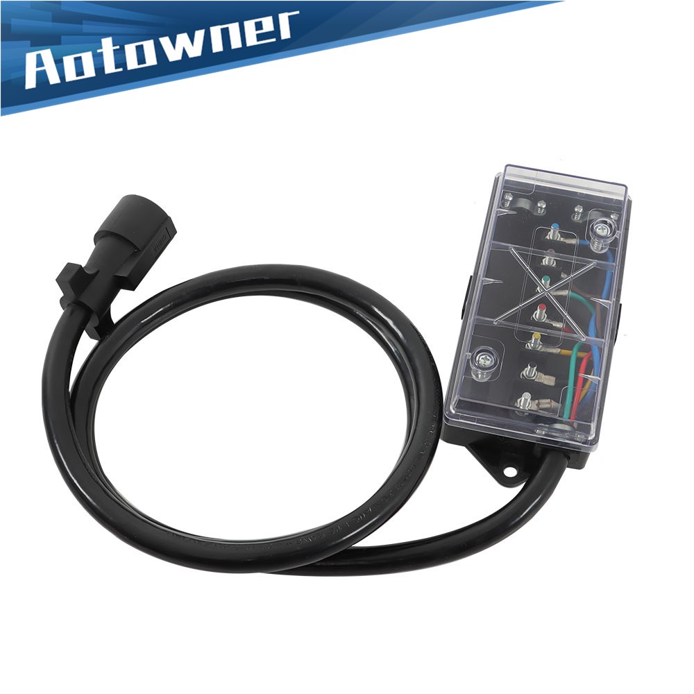 7 Way Trailer Cable 6FT with 7 Pin Plug and 7 Gang Junction Box For RV Trailer