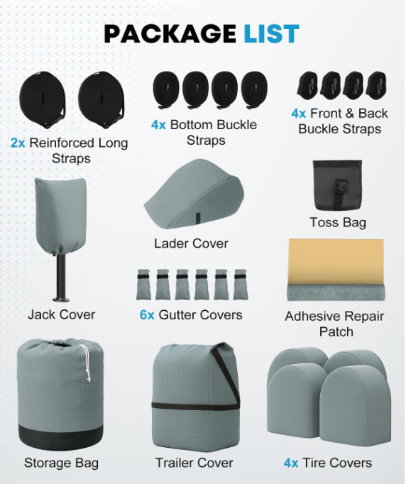Travel Trailer Cover 30-33 ft with 8 Enlarged Vents, Sturdy & Waterproof & Anti-