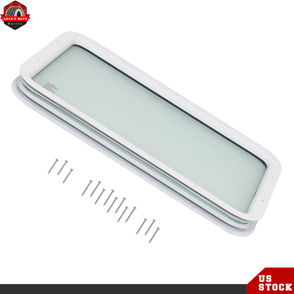 For RV Entry Entrance Door Window – White Camper Travel Trailer Tempered Glass