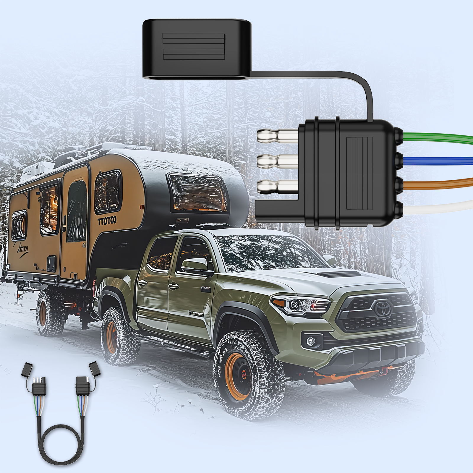 BID MICTUNING 4 Way Flat Trailer Extension Cable 16 AWG Pure Copper w/Dust Cover