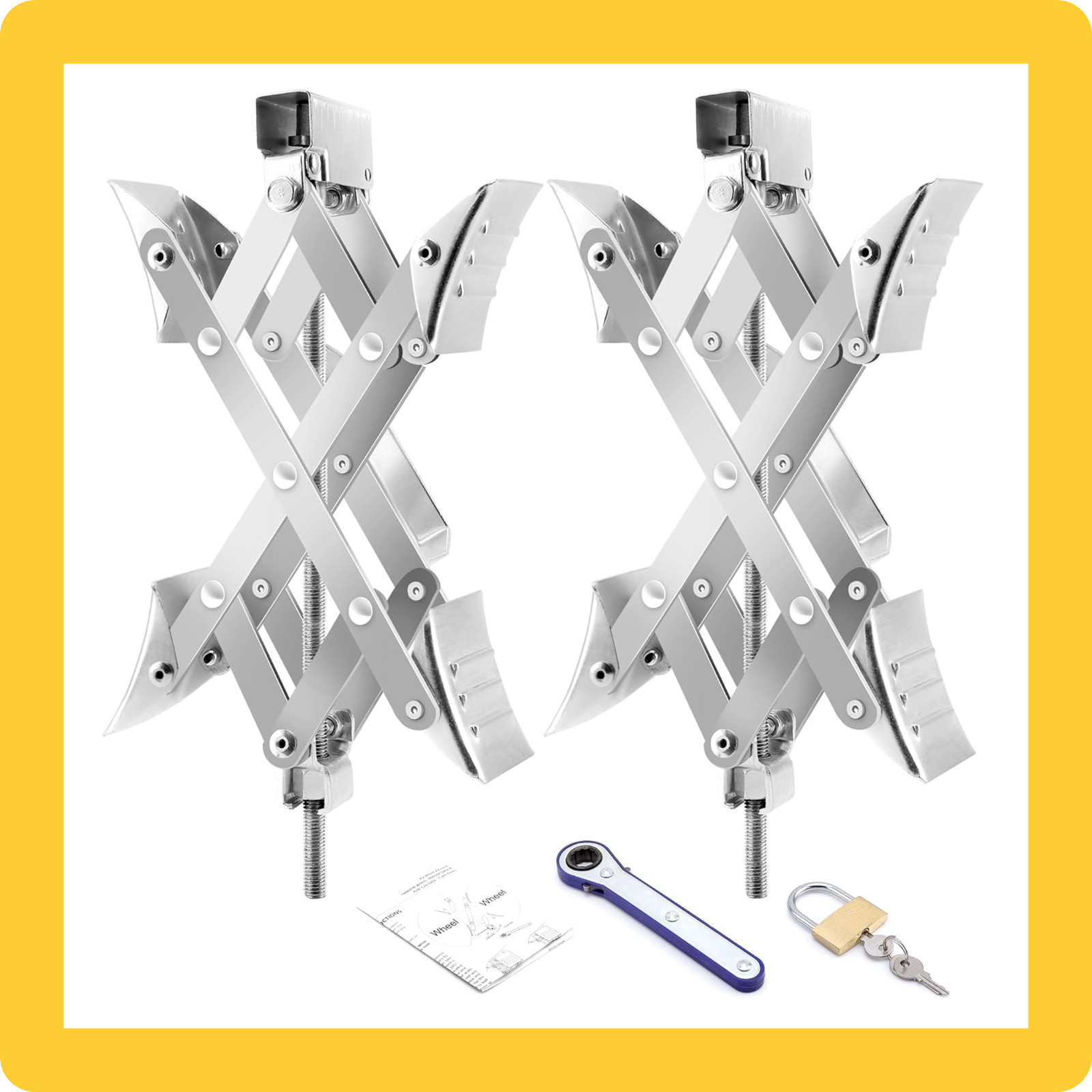 Pafessa USA RV DualAxle Wheel Chock Stabilizer X-Style Adj 3.25″-10.5″ 2PK